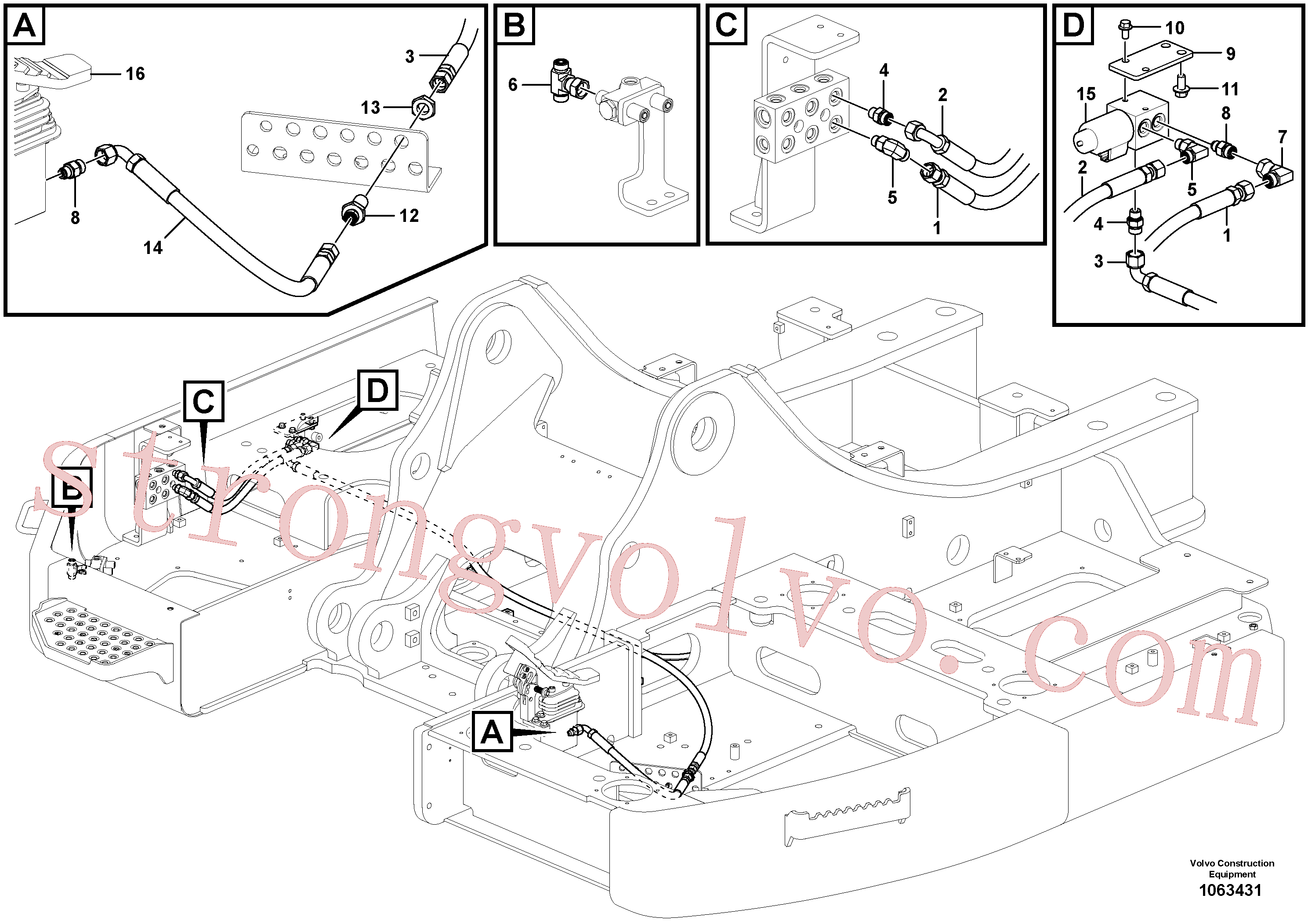 VOE14564810 Volvo Sistema servomotor, martelo e corte(1063431 Montagem)