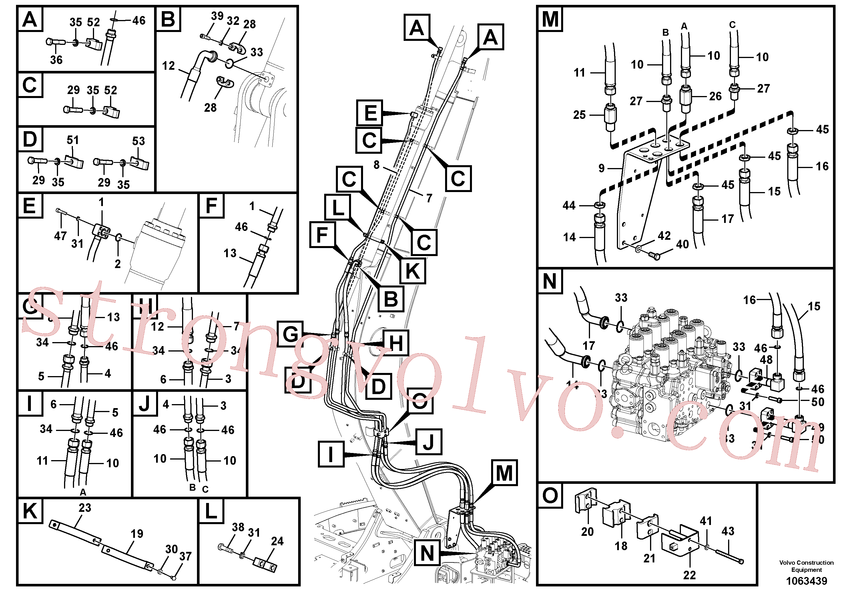 VOE938475 Volvo Hidráulica de serviço, cilindro do braço de afundamento na lança.(1063439 Montagem)