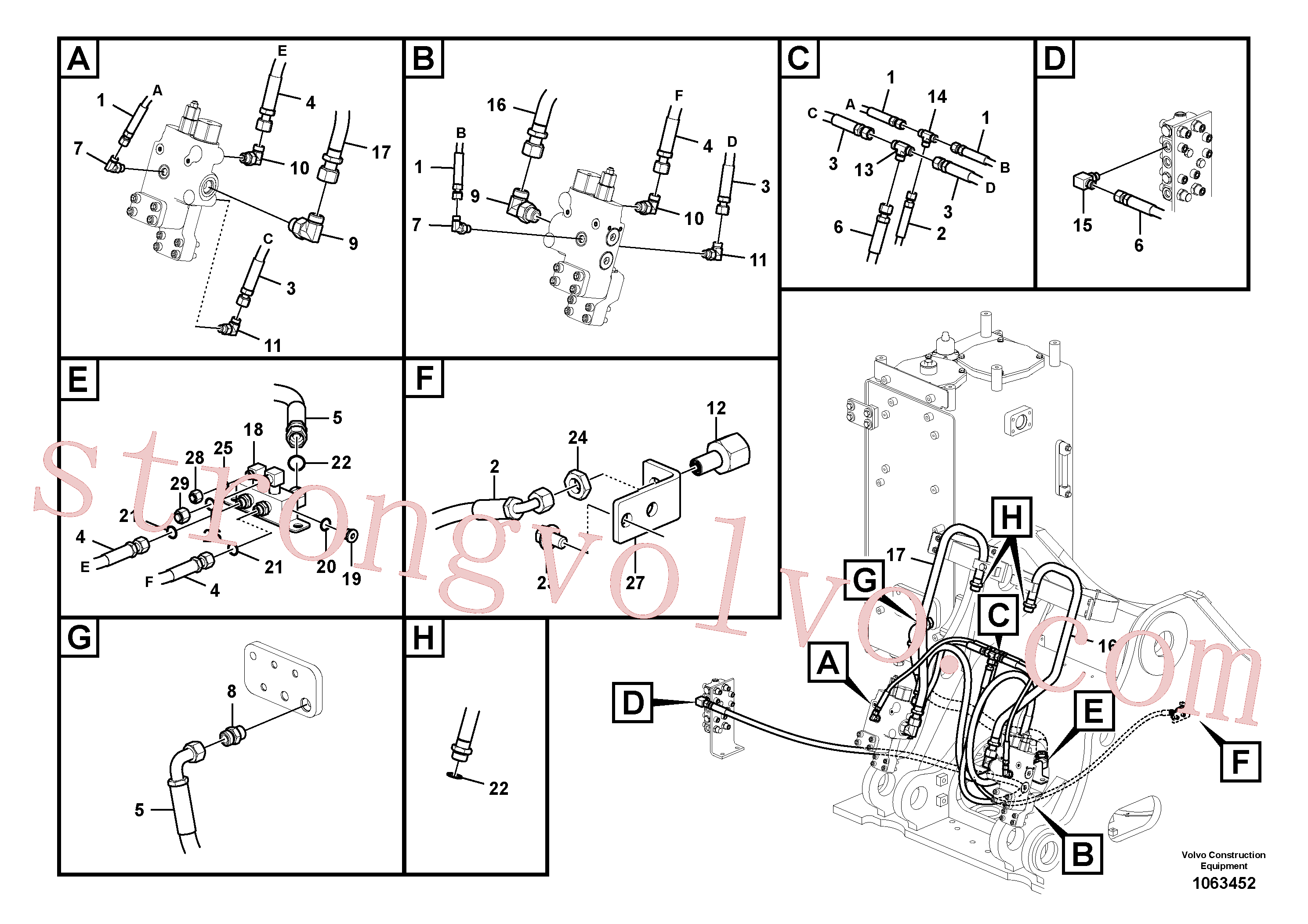 VOE14546293 Volvo Hidráulica de serviço, ruptura da lança(1063452 Montagem)