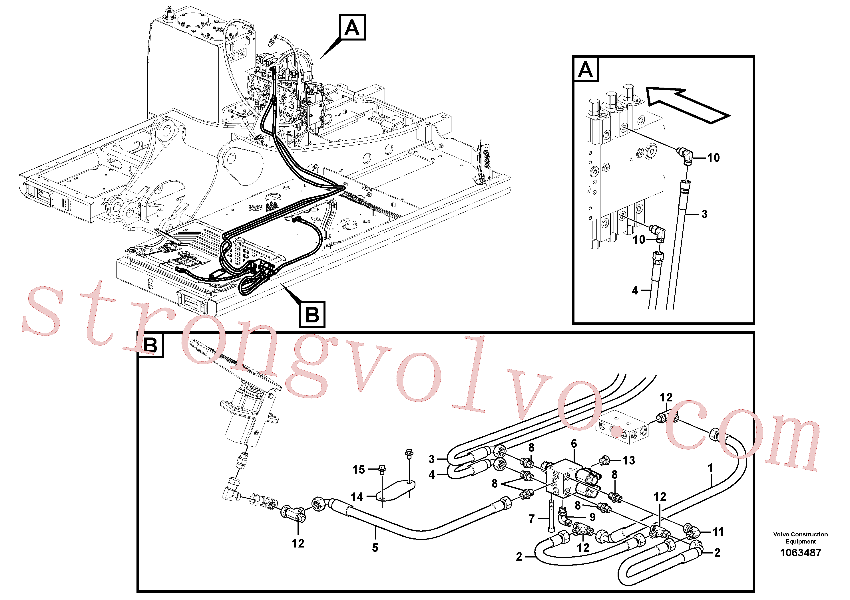 VOE937891 Volvo Sistema servomotor, martelo e corte(1063487 Montagem)