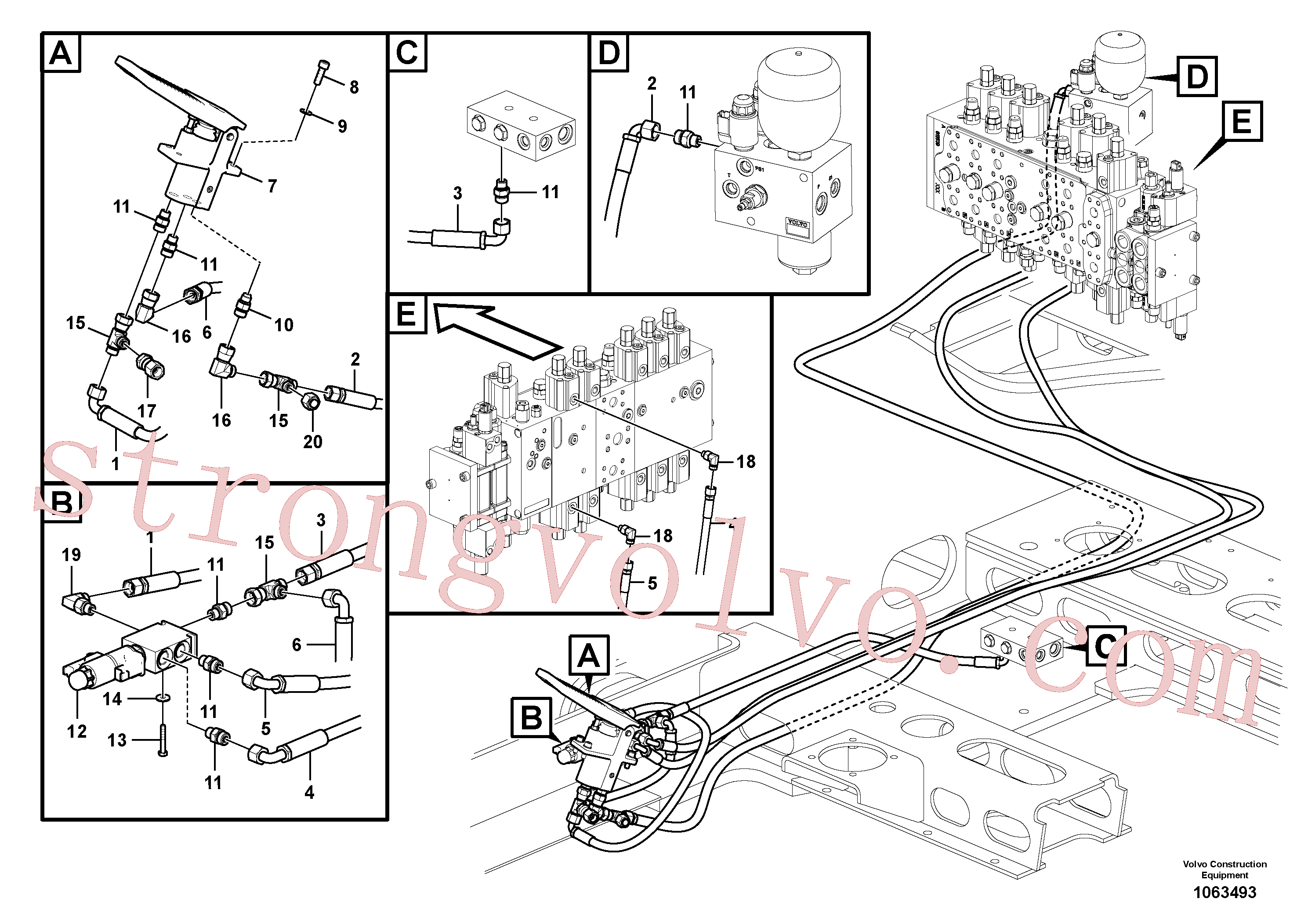 VOE15187361 Volvo Sistema servomotor, válvula de comando para pedal da válvula de comando(1063493 Montagem)