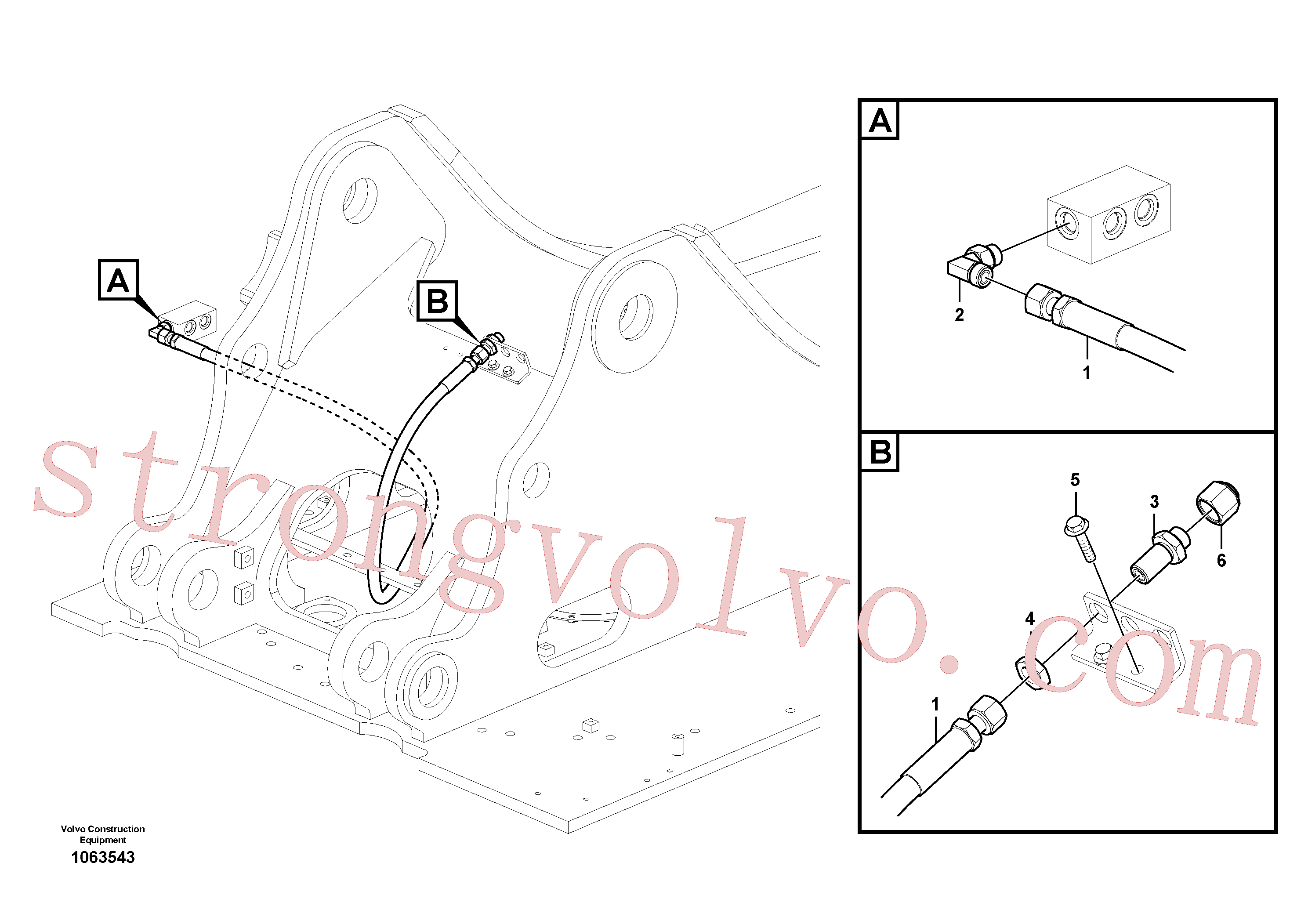 VOE938334 Volvo Hidráulica de serviço, fuga de óleo na estrutura superior(1063543 Montagem)