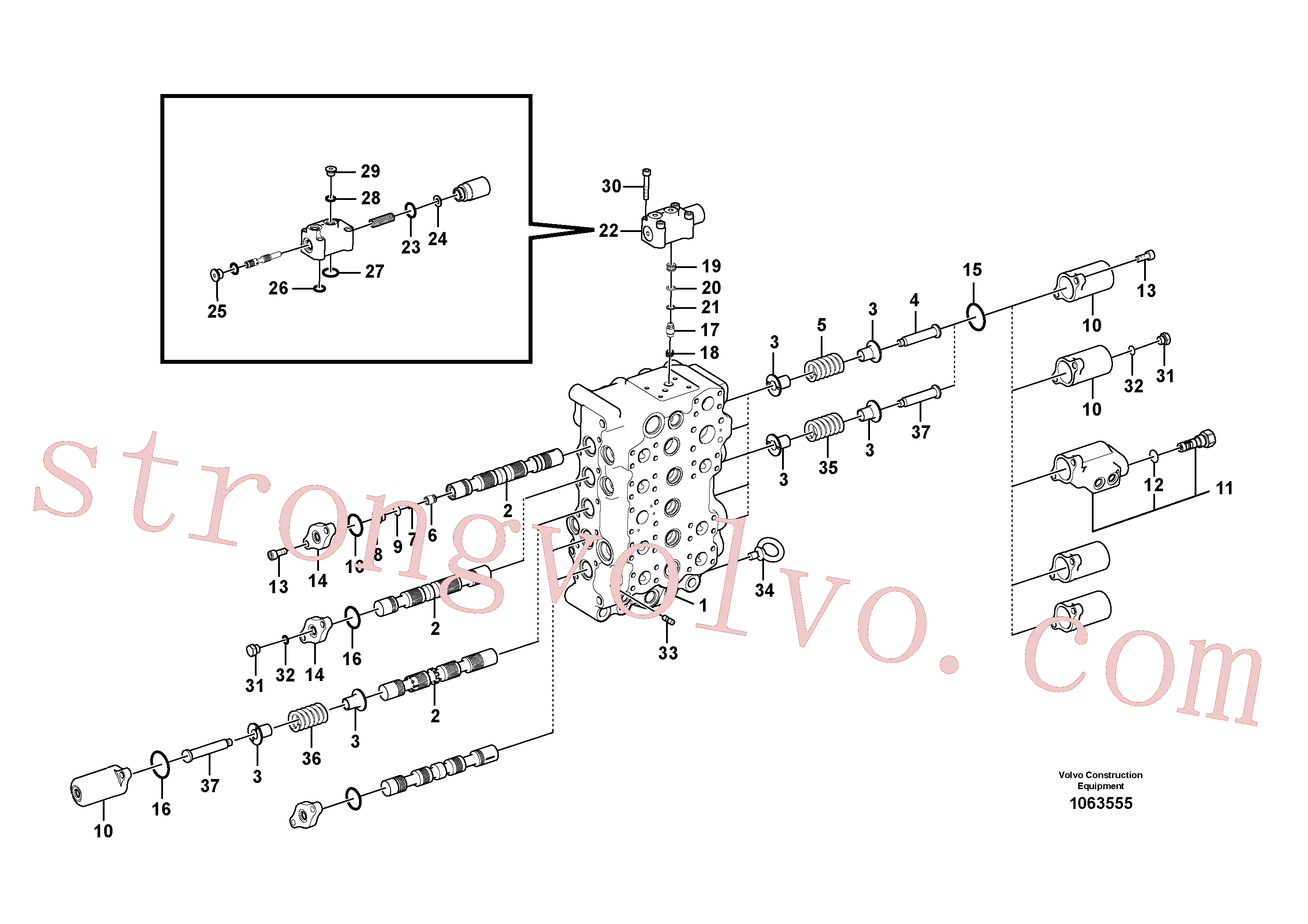 VOE14627385 Volvo Válvula mestra de comando(1063555 Montagem)
