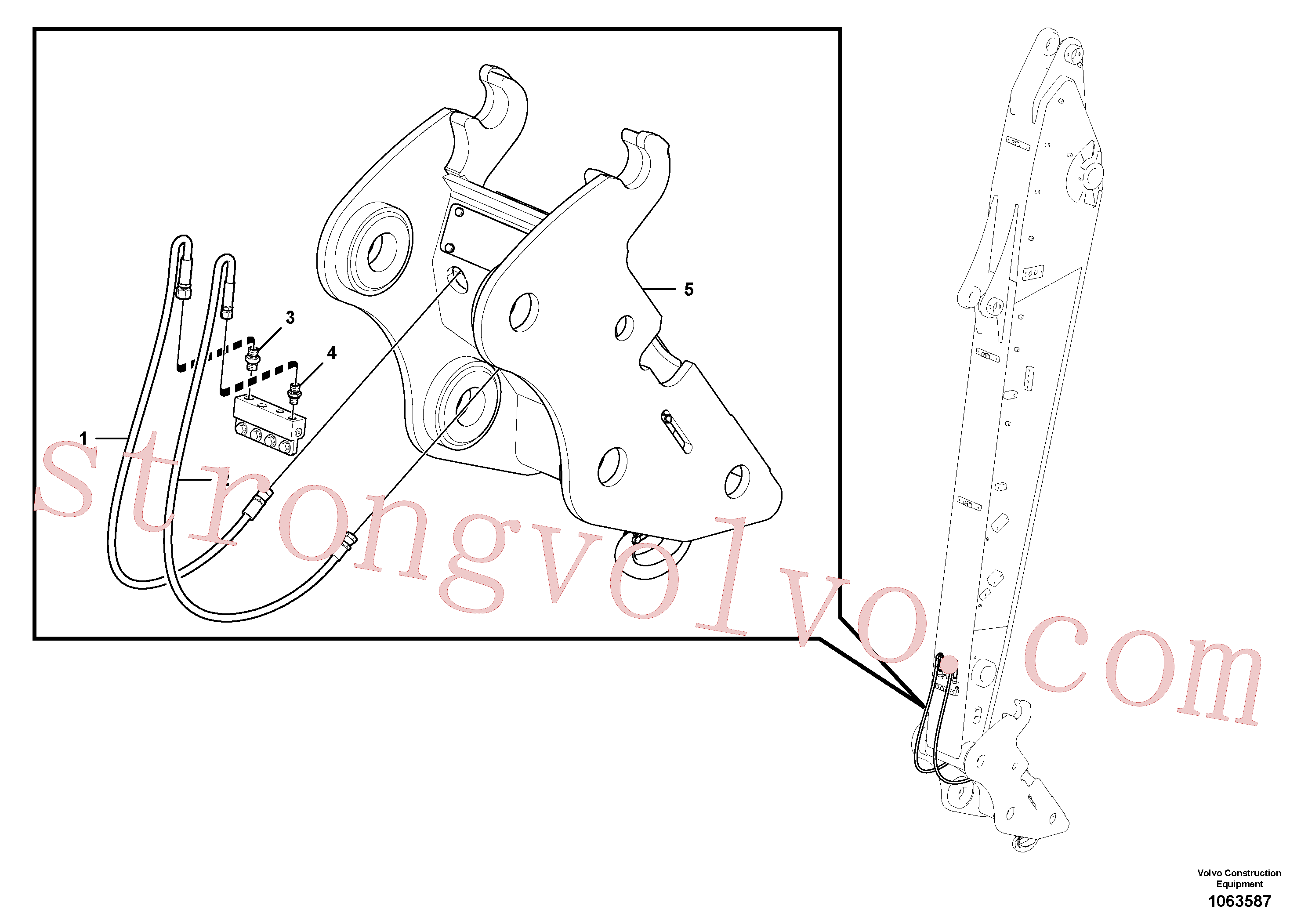 VOE14881581 Volvo Hidráulica de serviço, encaixe rápido no braço de afundamento(1063587 Montagem)