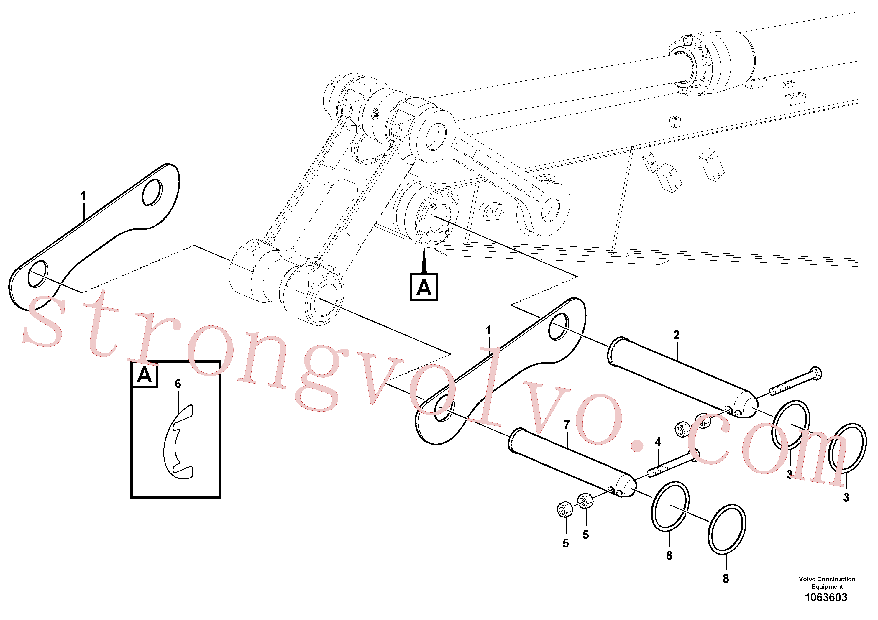 SA1172-03420 Volvo Cavilhas para suporte de montagem, Tirantes ao balde(1063603 Montagem)