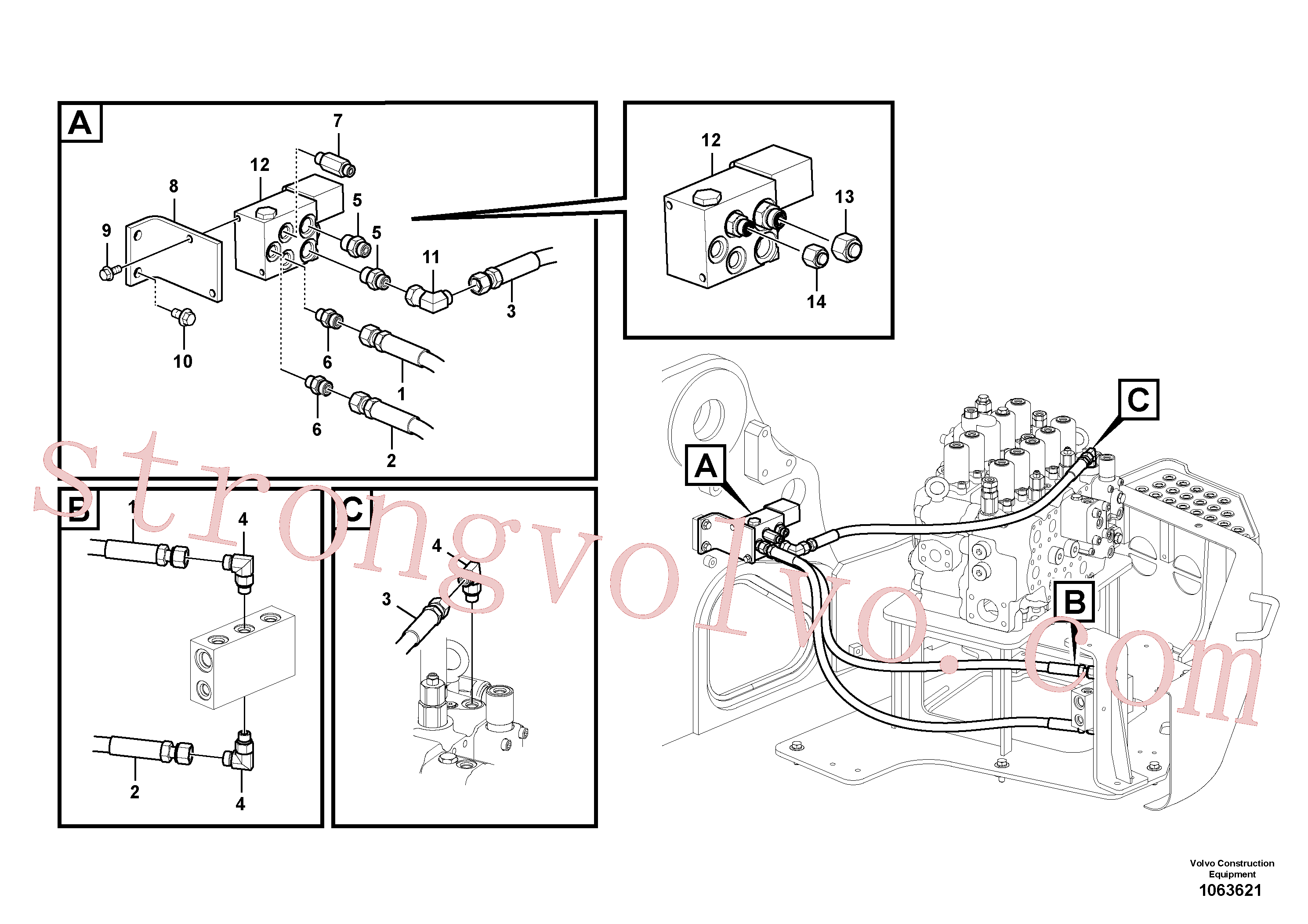 VOE937520 Volvo Hidráulica de serviço, encaixe rápido na estrutura superior(1063621 Montagem)