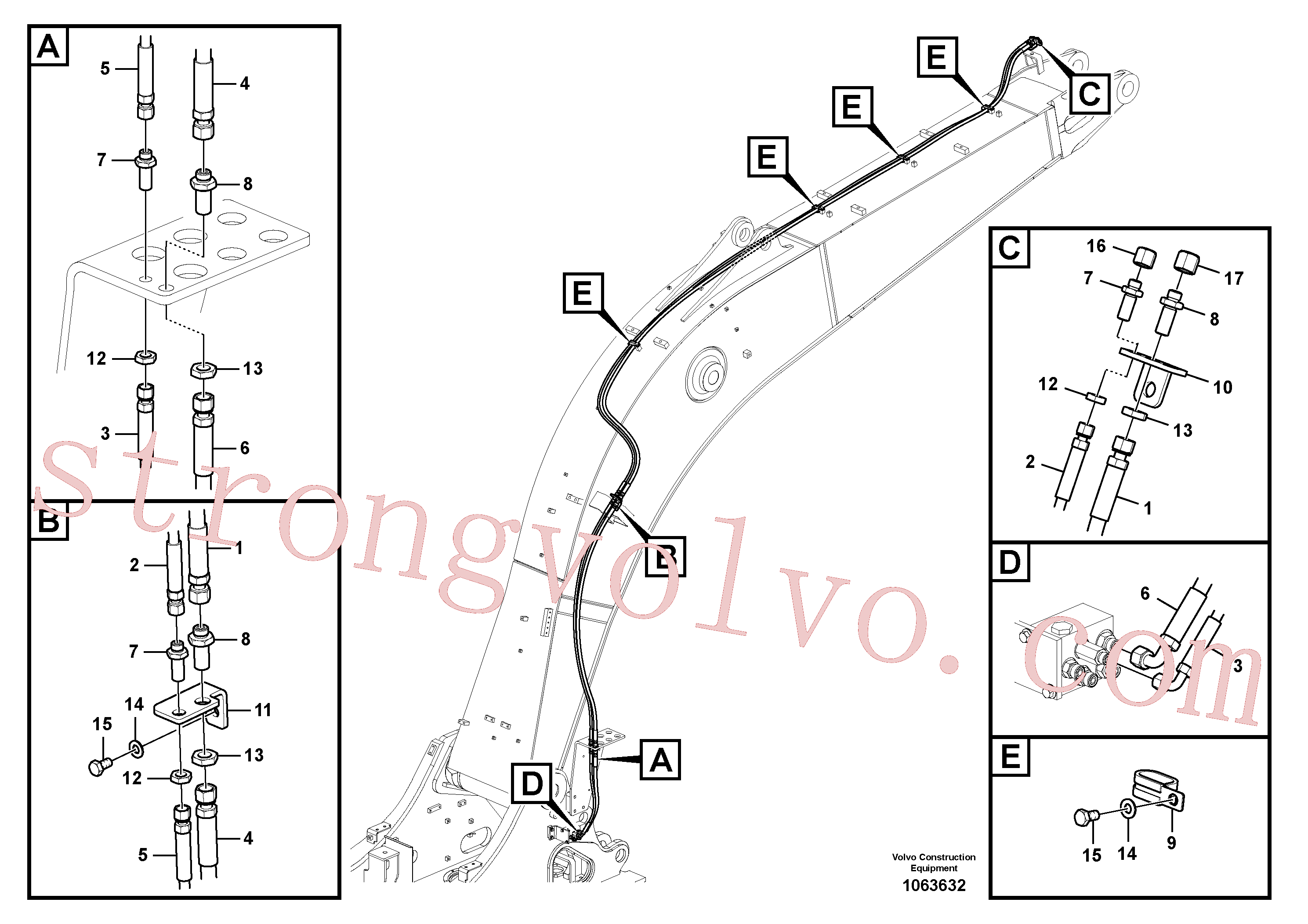 VOE15042439 Volvo Hidráulica de serviço, encaixe rápido na lança(1063632 Montagem)