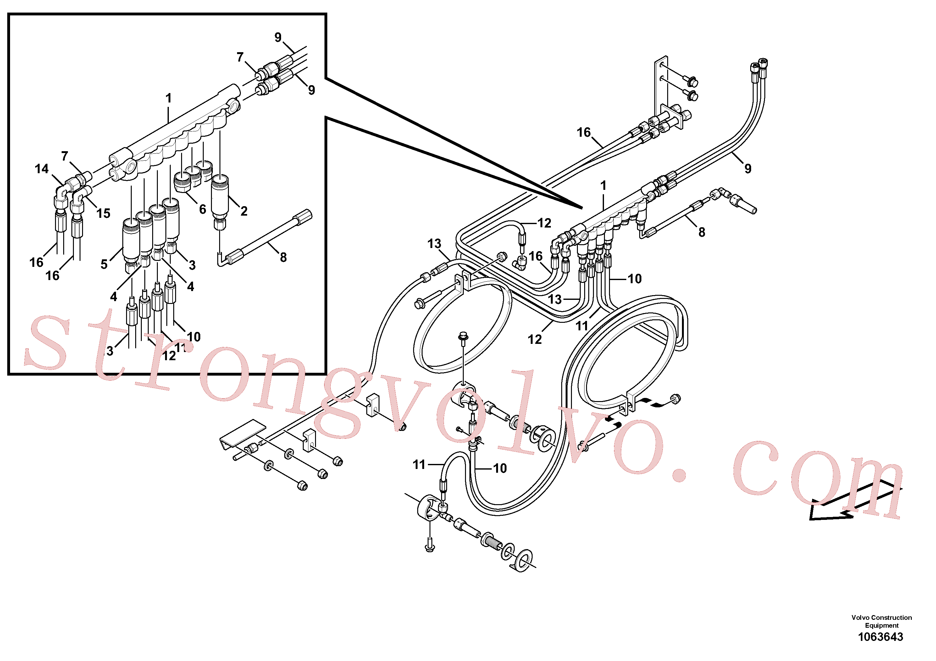 VOE11702150 Volvo Bloco de distribuição, B2, Bloco de distribuição, B2.(1063643 Montagem)