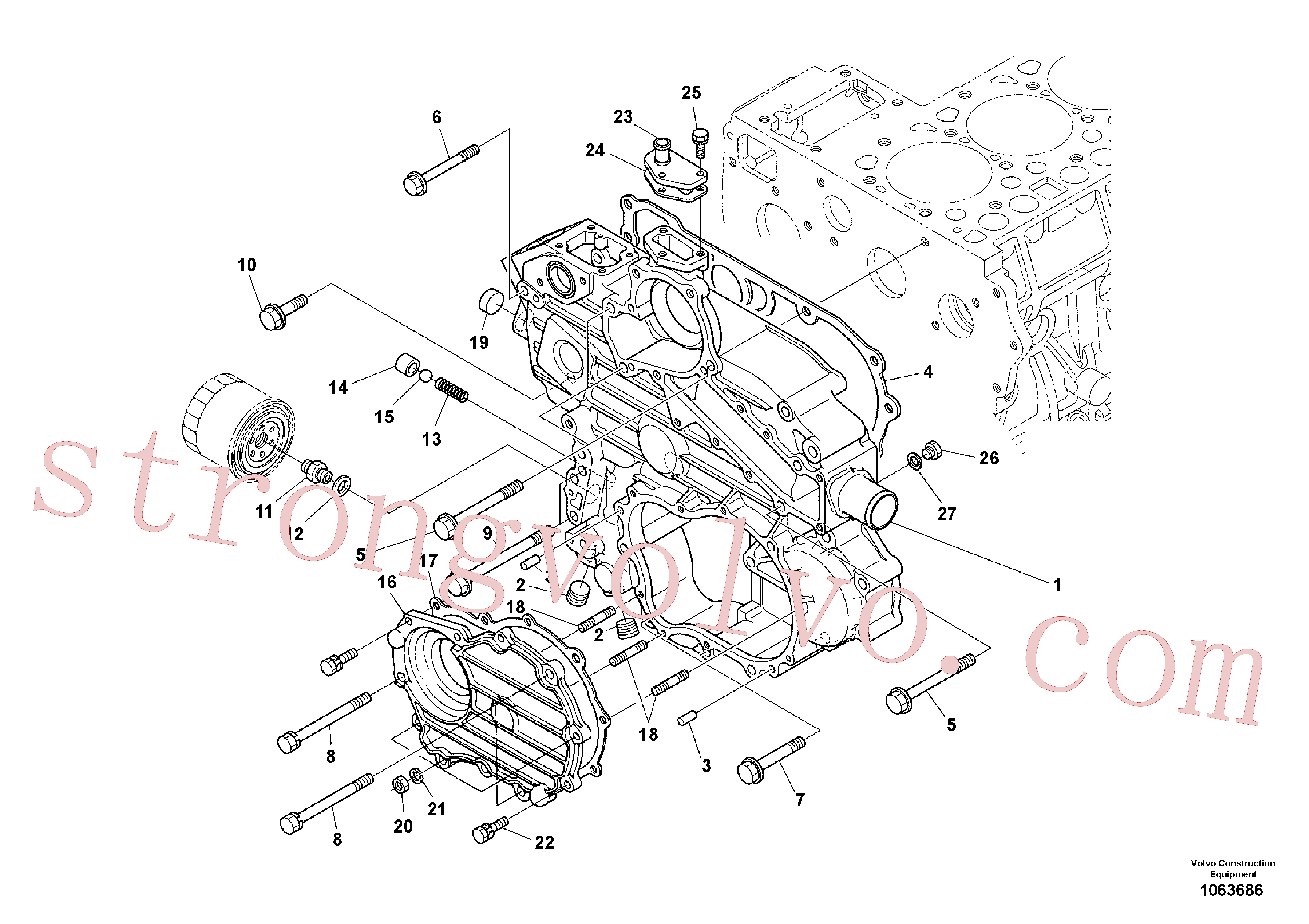 VOE16660443 Volvo Caixa da engrenagem de distribuição(1063686 Montagem)