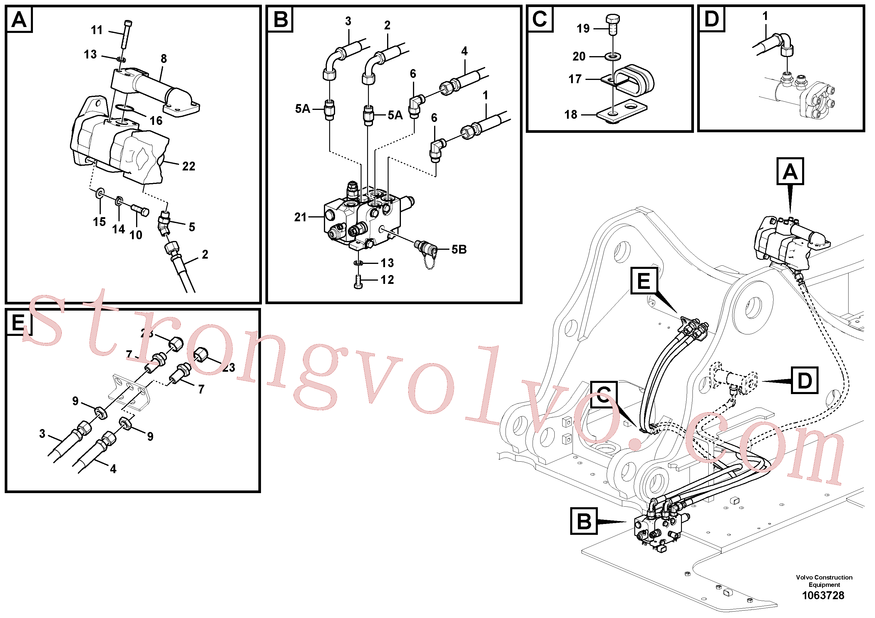 VOE15001623 Volvo Hidráulica de serviço, inclinação e rotor na estrutura superior(1063728 Montagem)