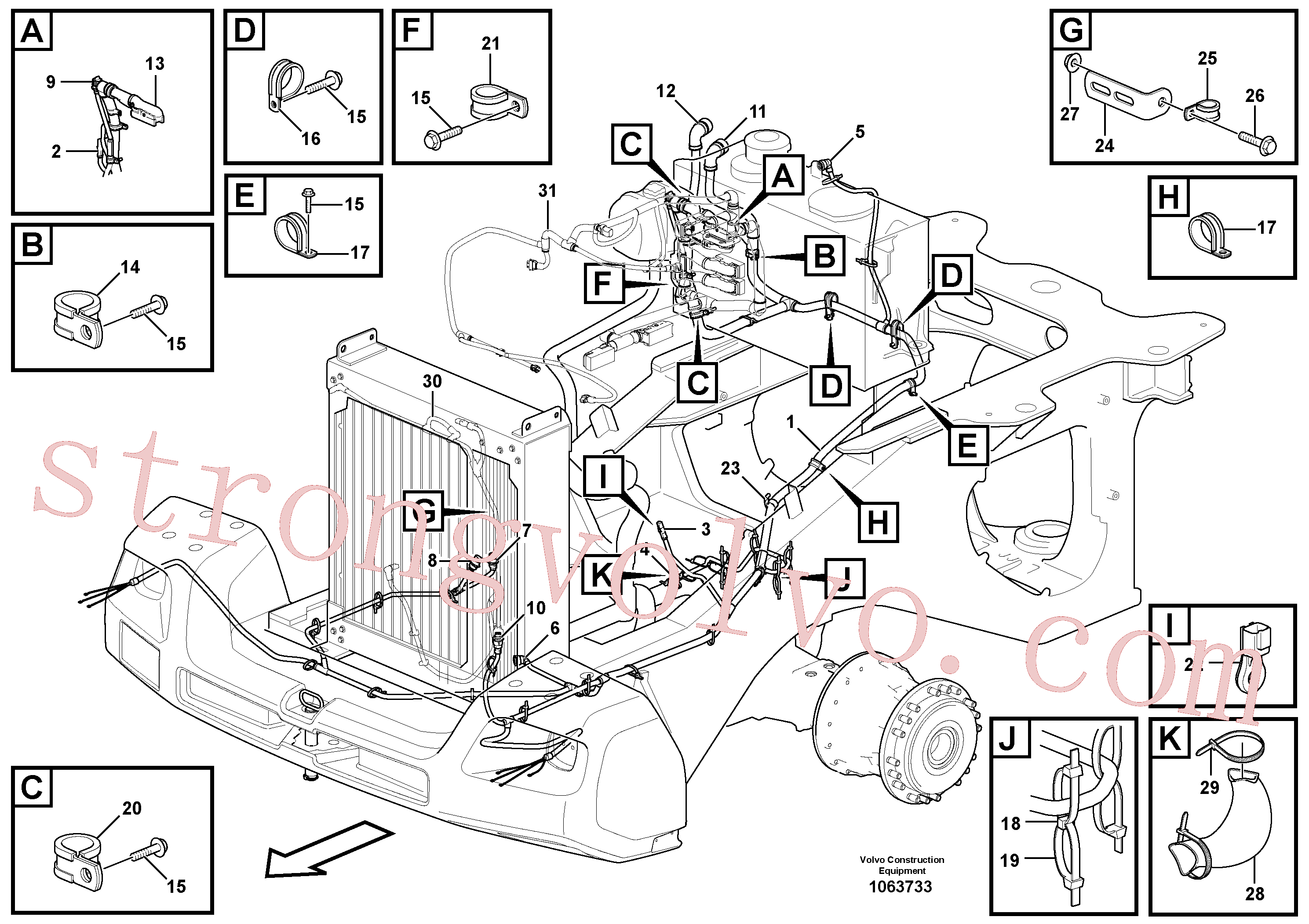 VOE15096332 Volvo Cablagem, traseira(1063733 Montagem)