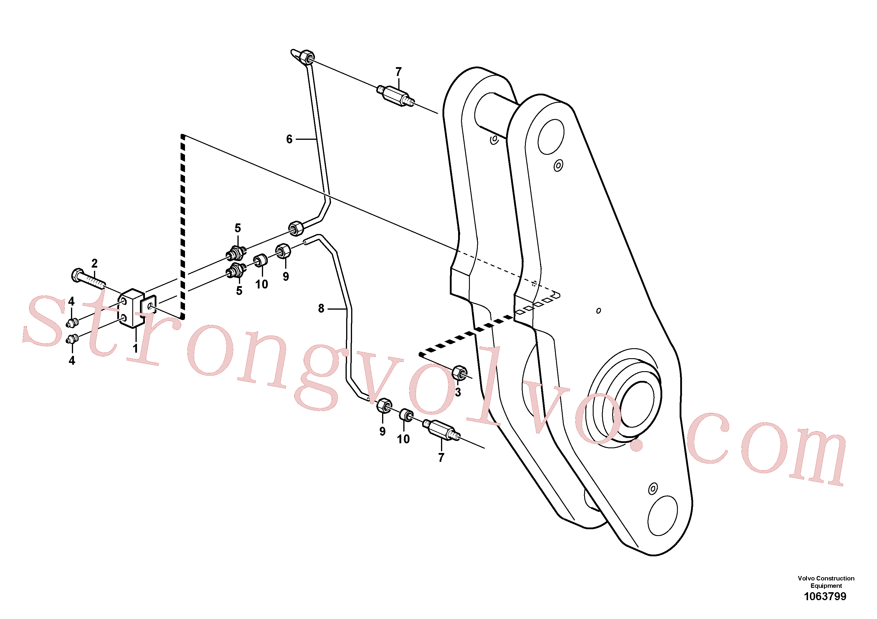 VOE946089 Volvo Pontos de lubrificação prolongados para sistema do braço de elevação(1063799 Montagem)