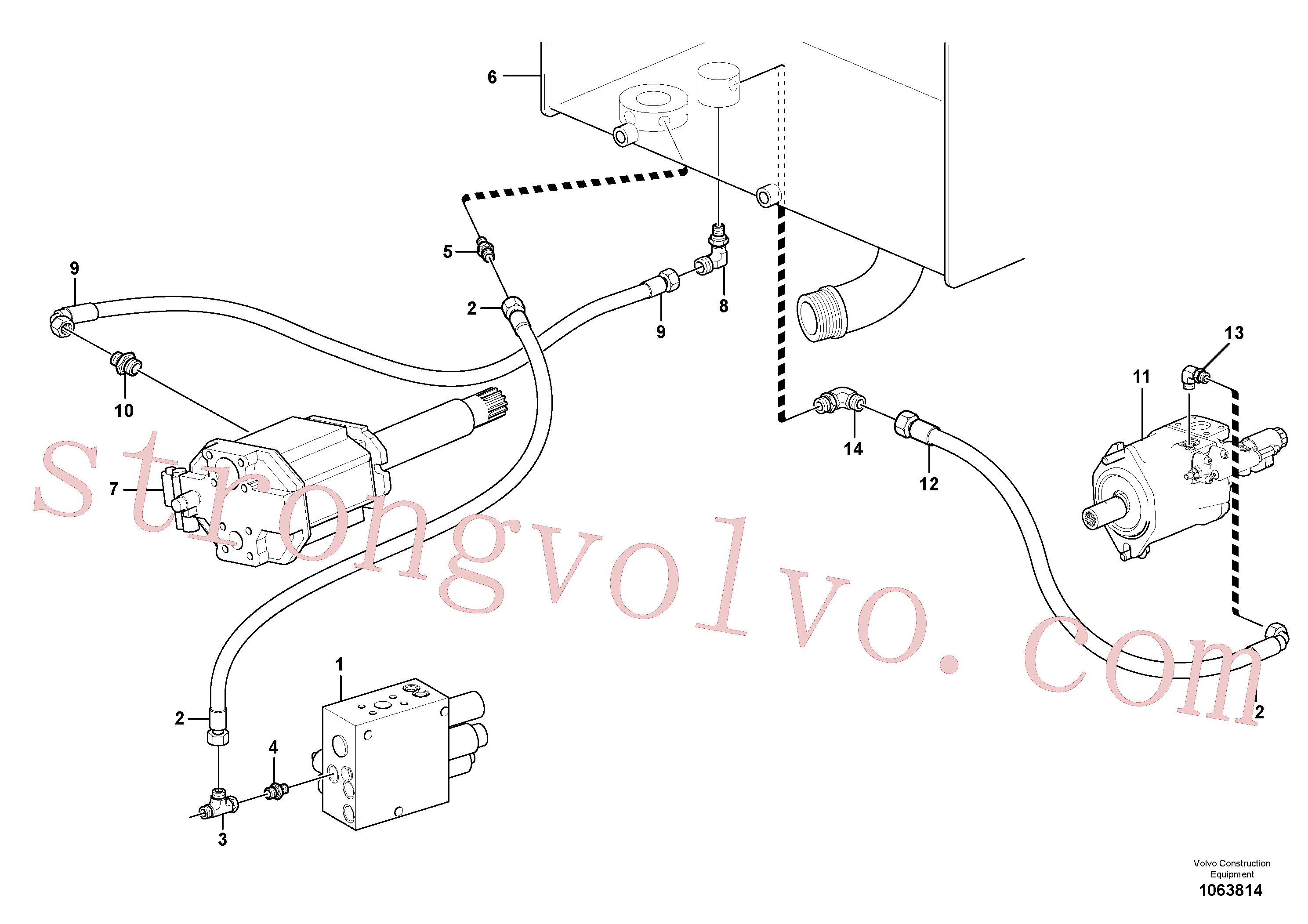 VOE16816155 Volvo Linha de purga do óleo, bomba(1063814 Montagem)