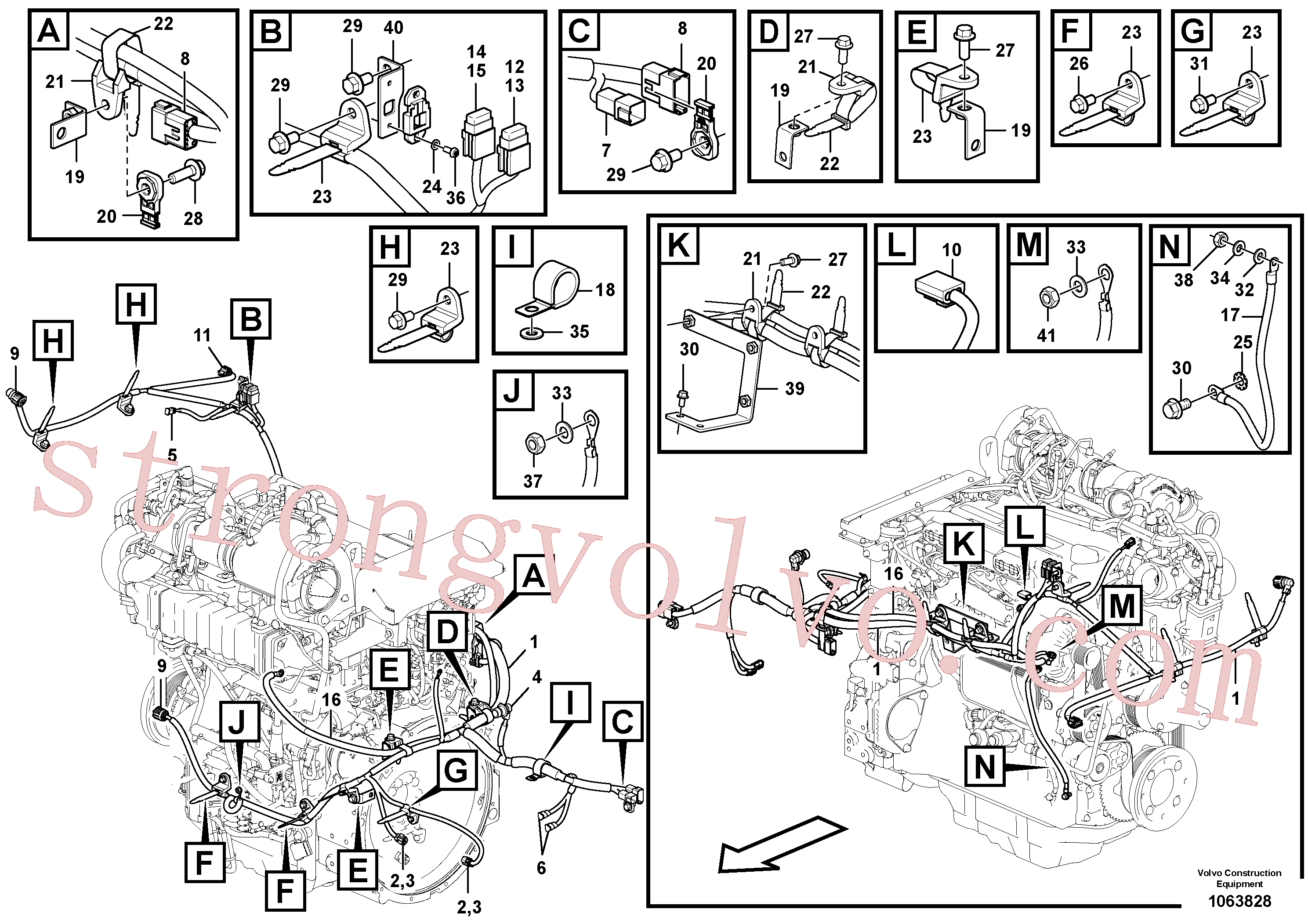 VOE14532533 Volvo Cablagem, motor(1063828 Montagem)