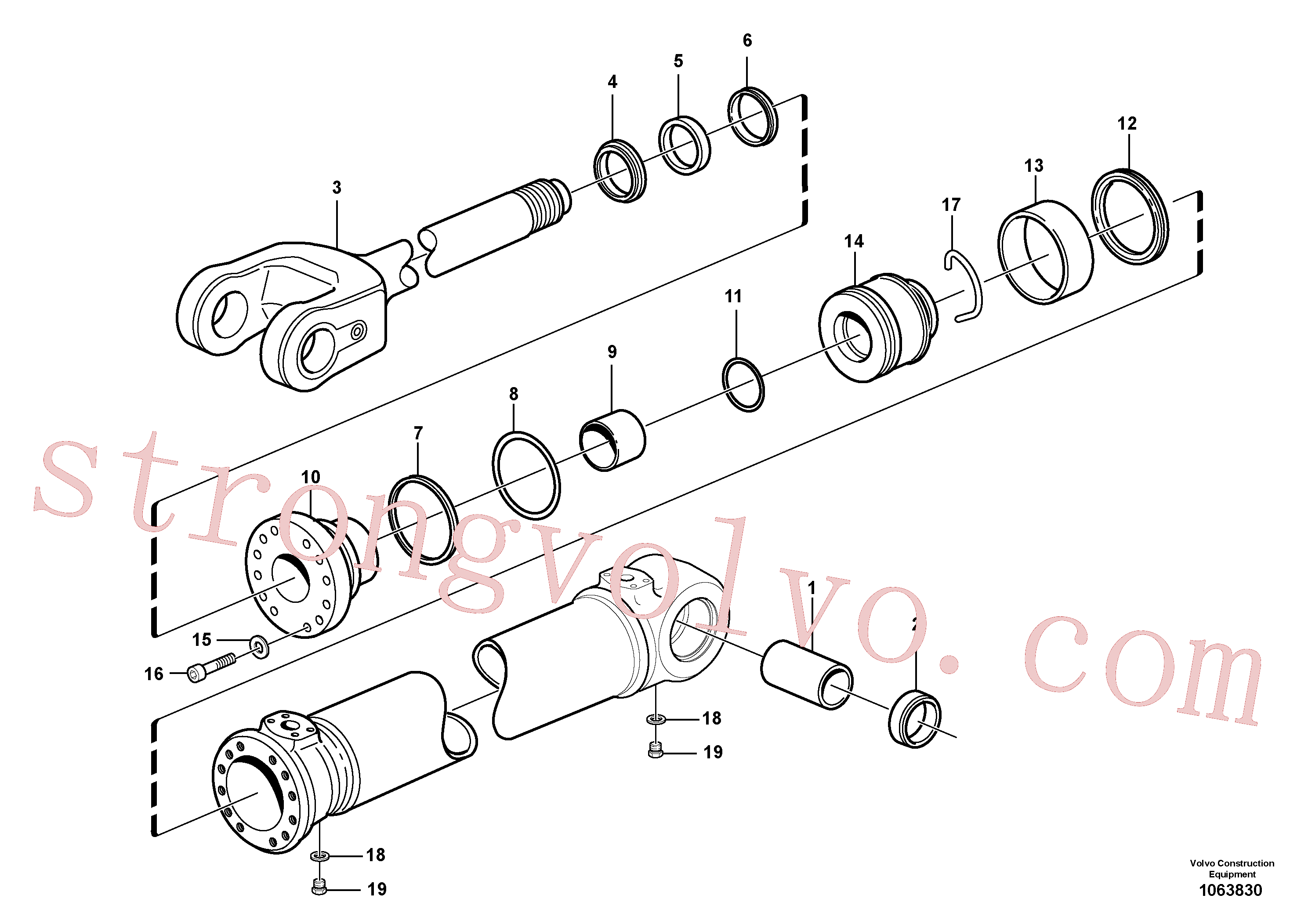 VOE925083 Volvo Cilindro hidráulico, elevação(1063830 Montagem)