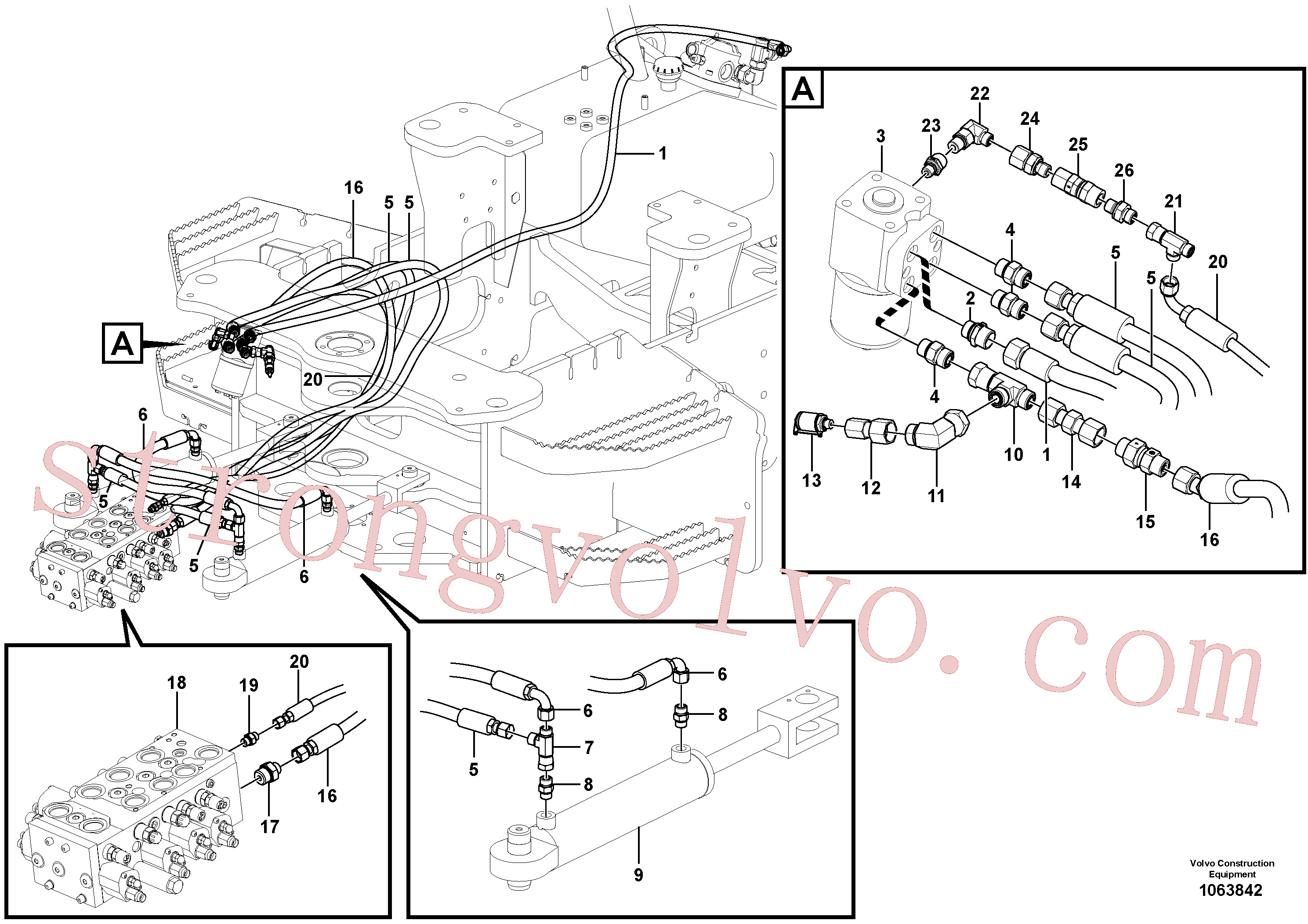 VOE13933858 Volvo Sistema da direcção, tubos e mangueiras(1063842 Montagem)