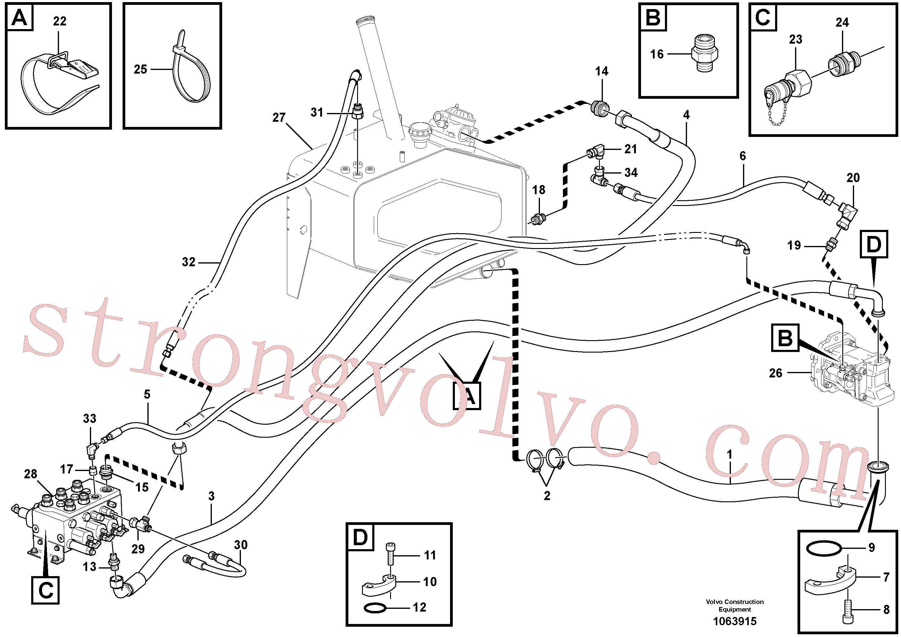 VOE935877 Volvo Linhas - traseira do veículo(1063915 Montagem)