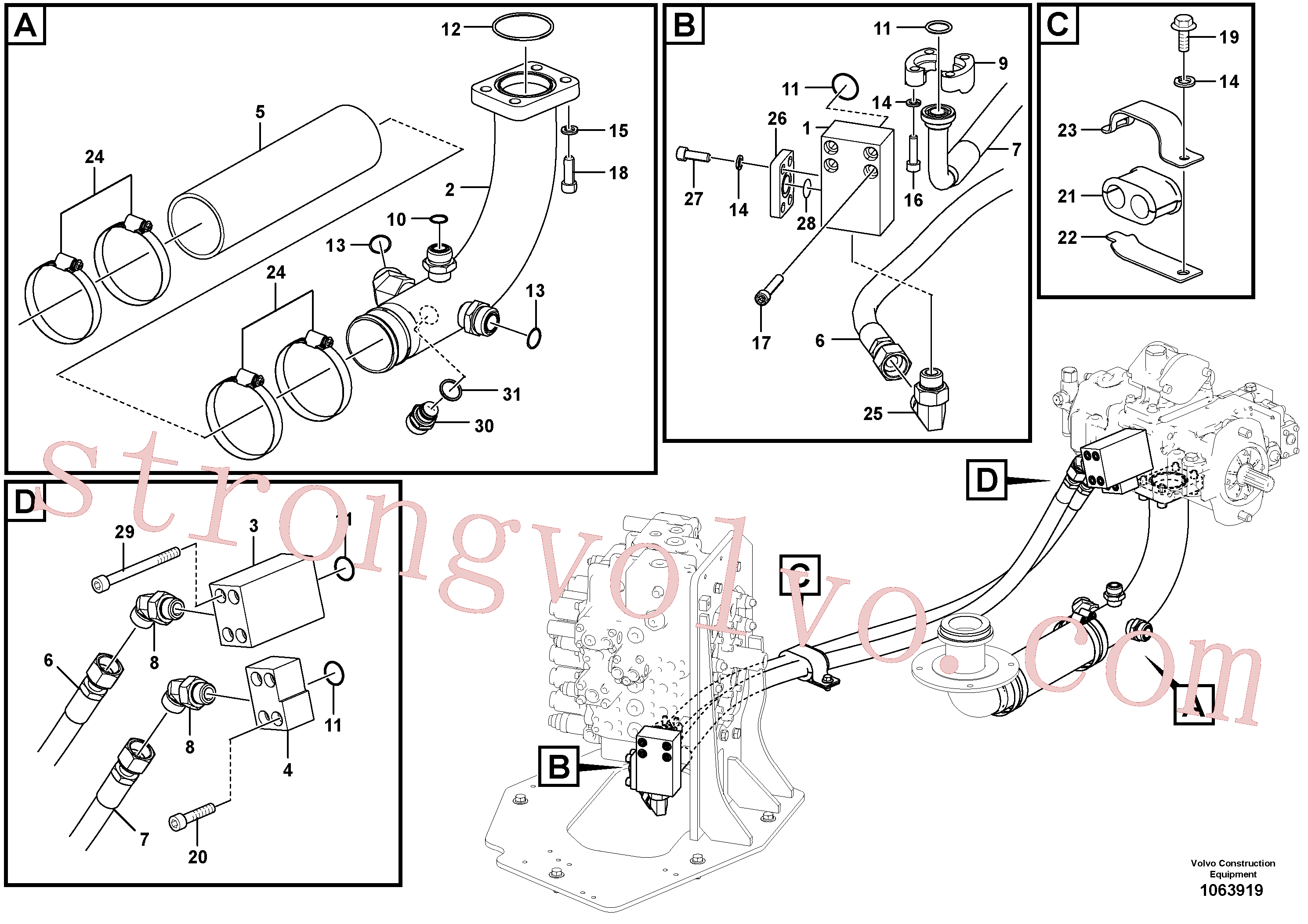 VOE15000772 Mangueira completa Volvo escavadeira