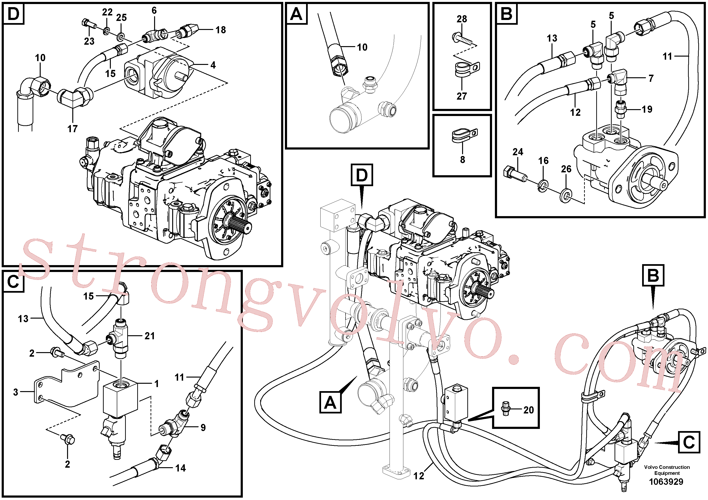 VOE15029548 Volvo Sistema hidráulico, sistema refrigerante do óleo(1063929 Montagem)
