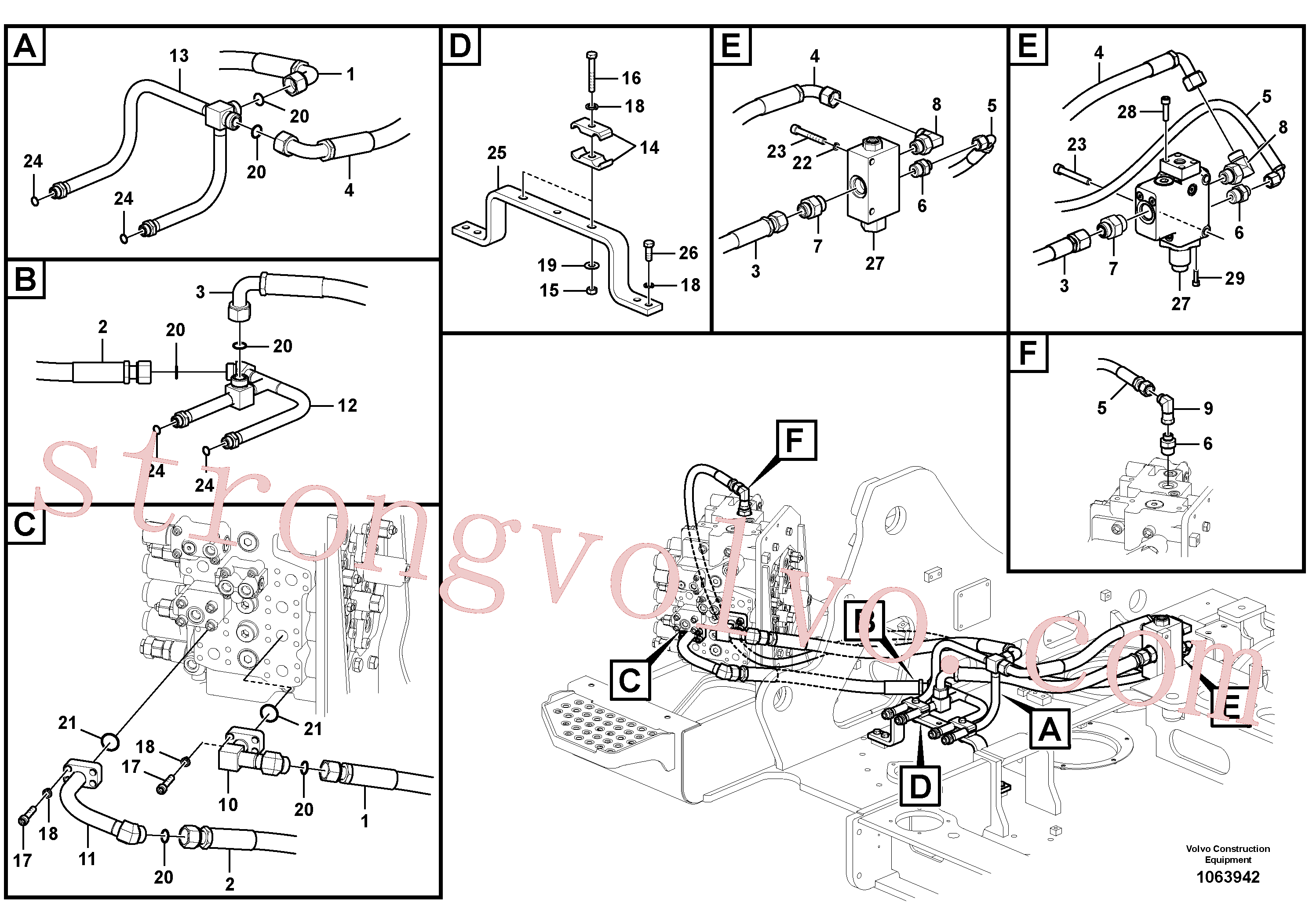 VOE14550561 Volvo Sistema hidráulico, válvula de comando da lança e articulação(1063942 Montagem)