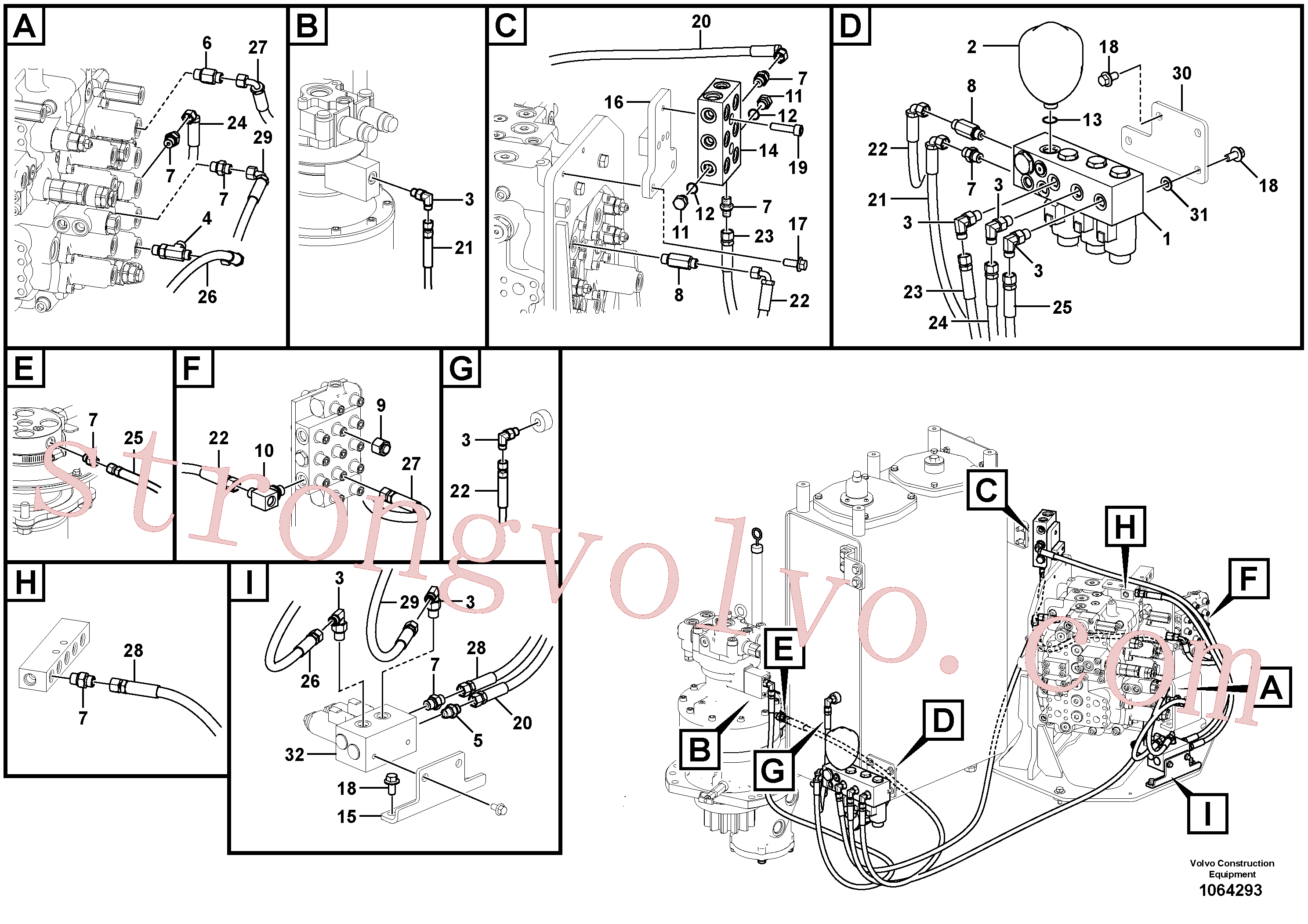 VOE14578202 Volvo Sistema servomotor, válvula de comando para válvula solenóide(1064293 Montagem)