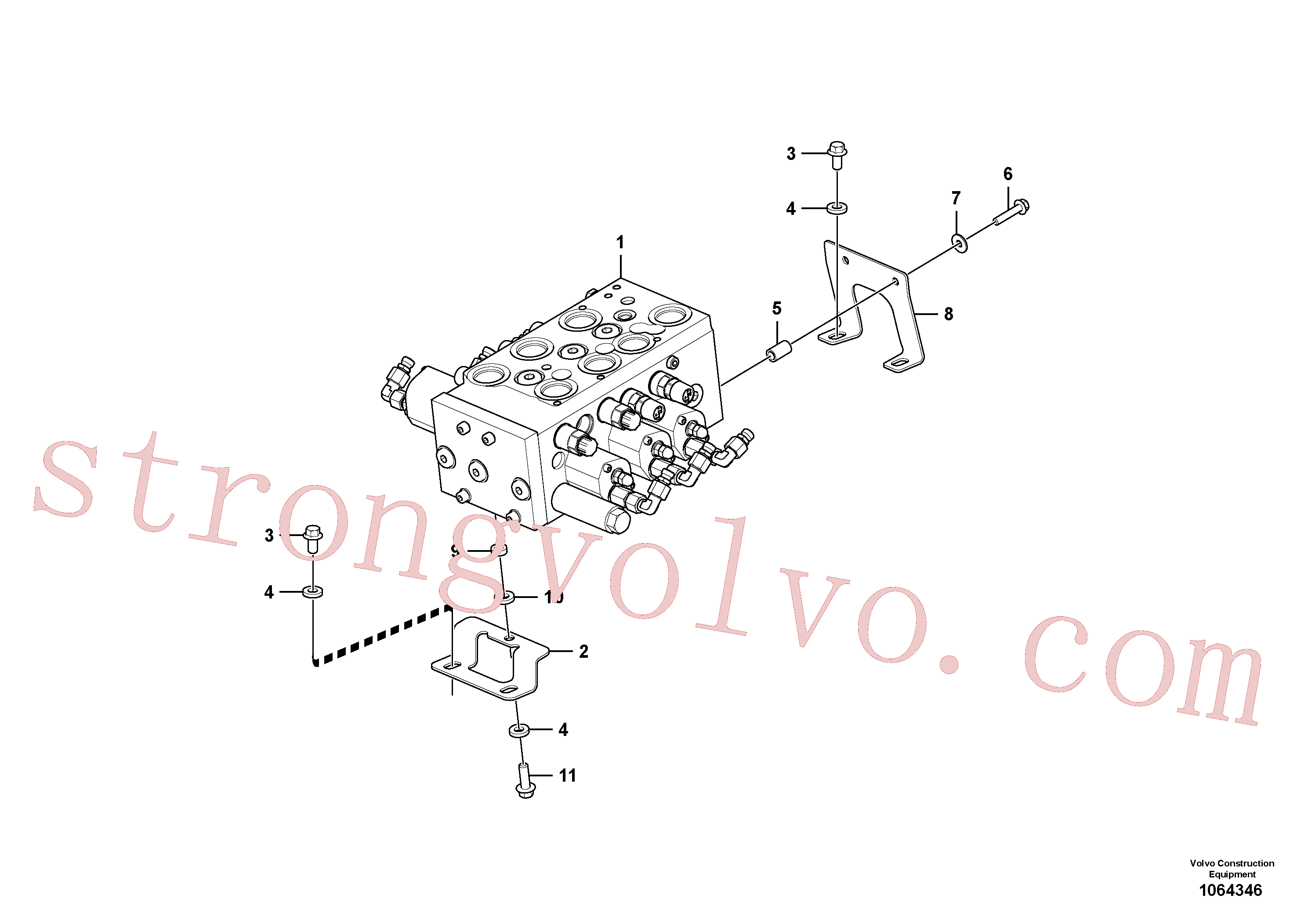 VOE15216099 Volvo Válvula de comando com acessórios.(1064346 Montagem)