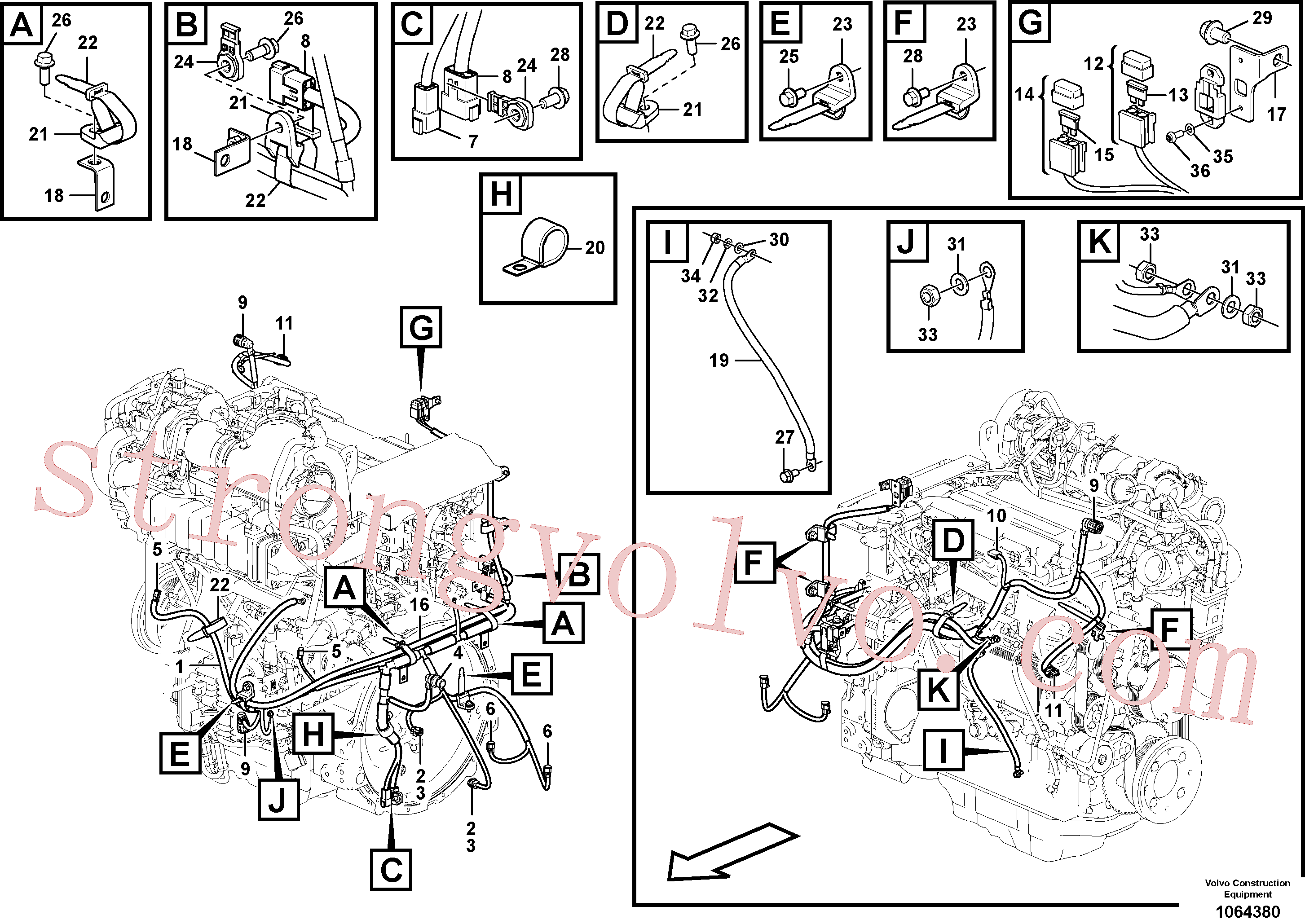 VOE14532533 Volvo Cablagem, motor(1064380 Montagem)