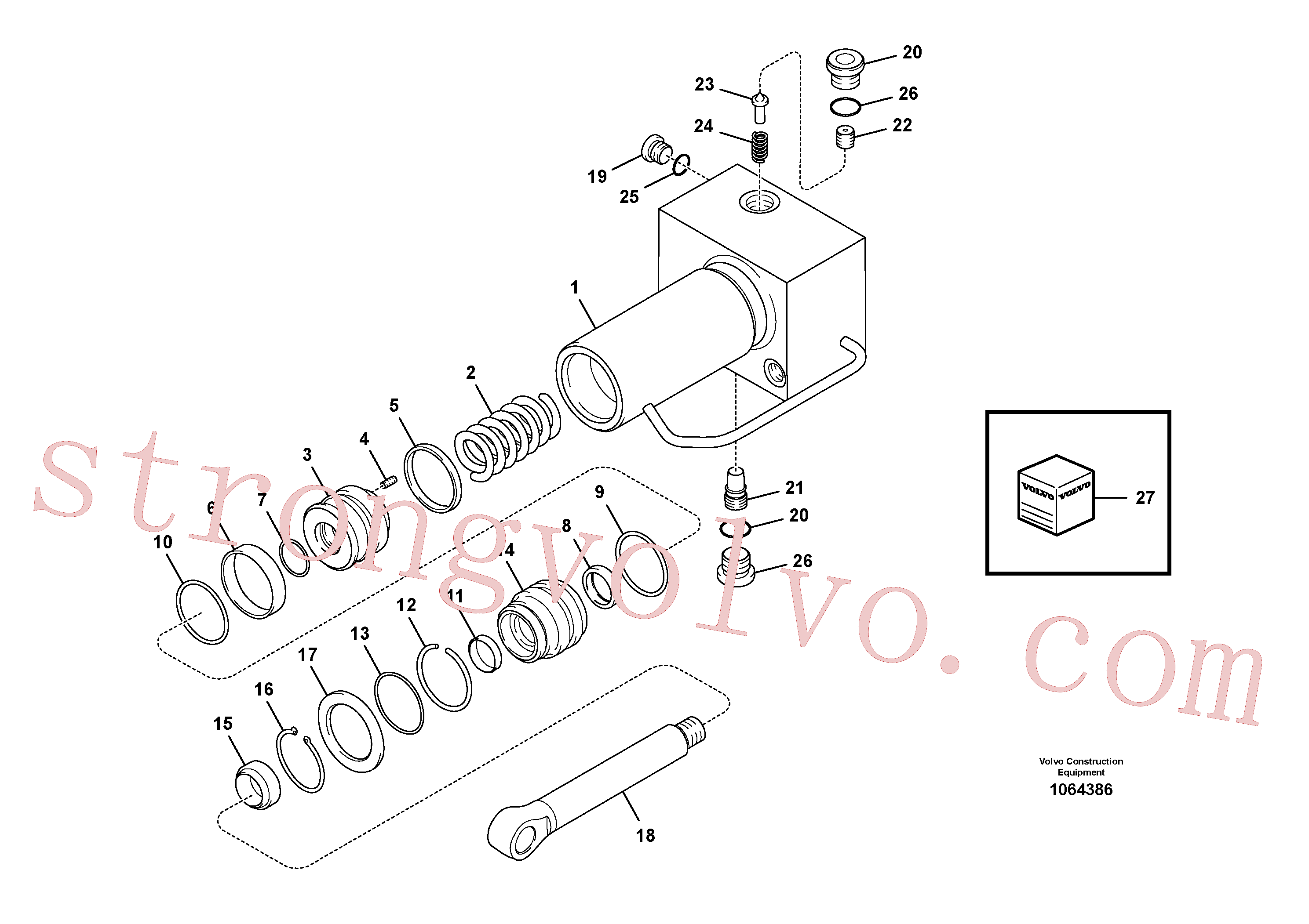 VOE14523110 Volvo Cilindro de encaixe rápido(1064386 Montagem)