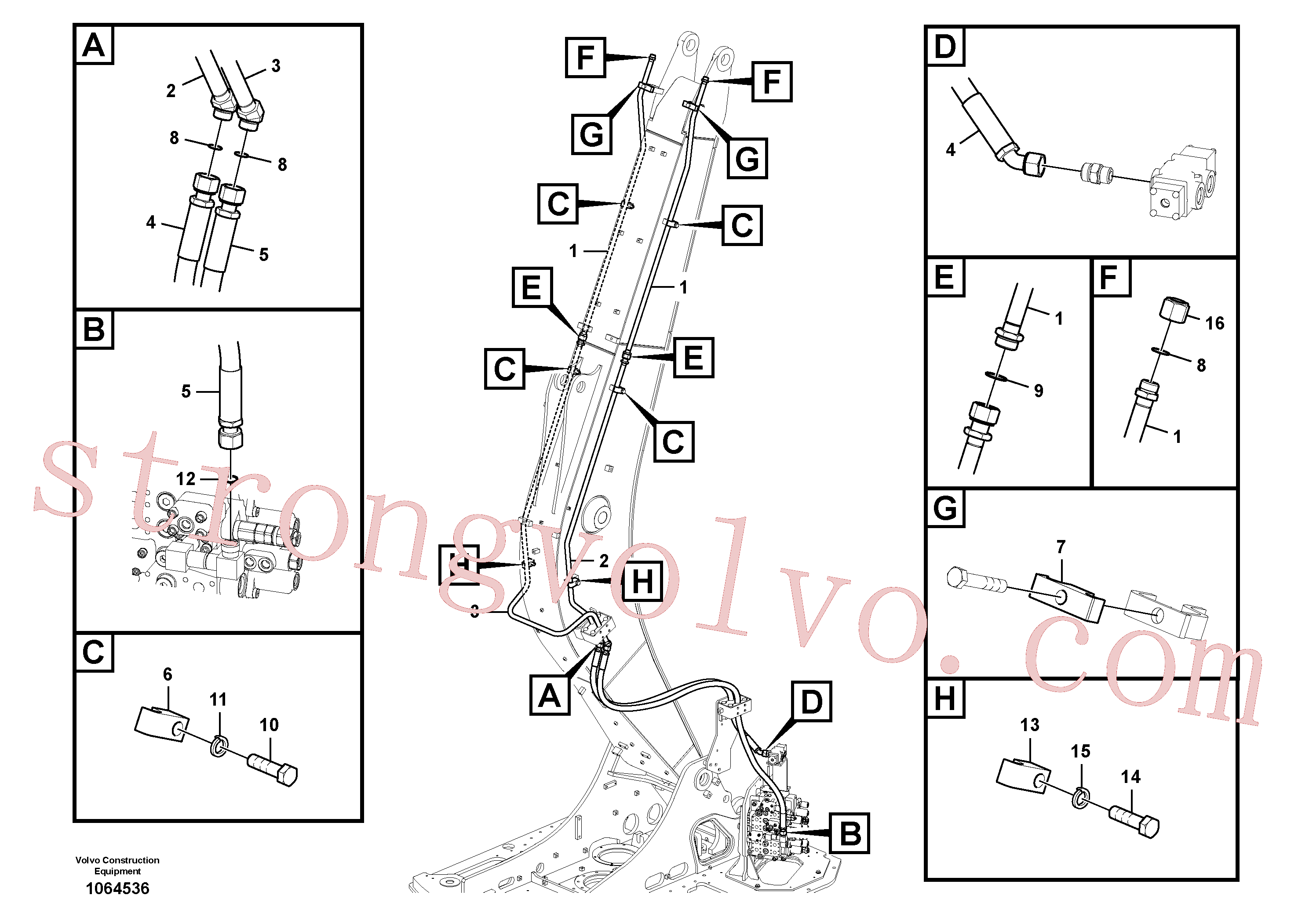 VOE14542649 Volvo Hidráulica de serviço, martelo e cortador para lança(1064536 Montagem)