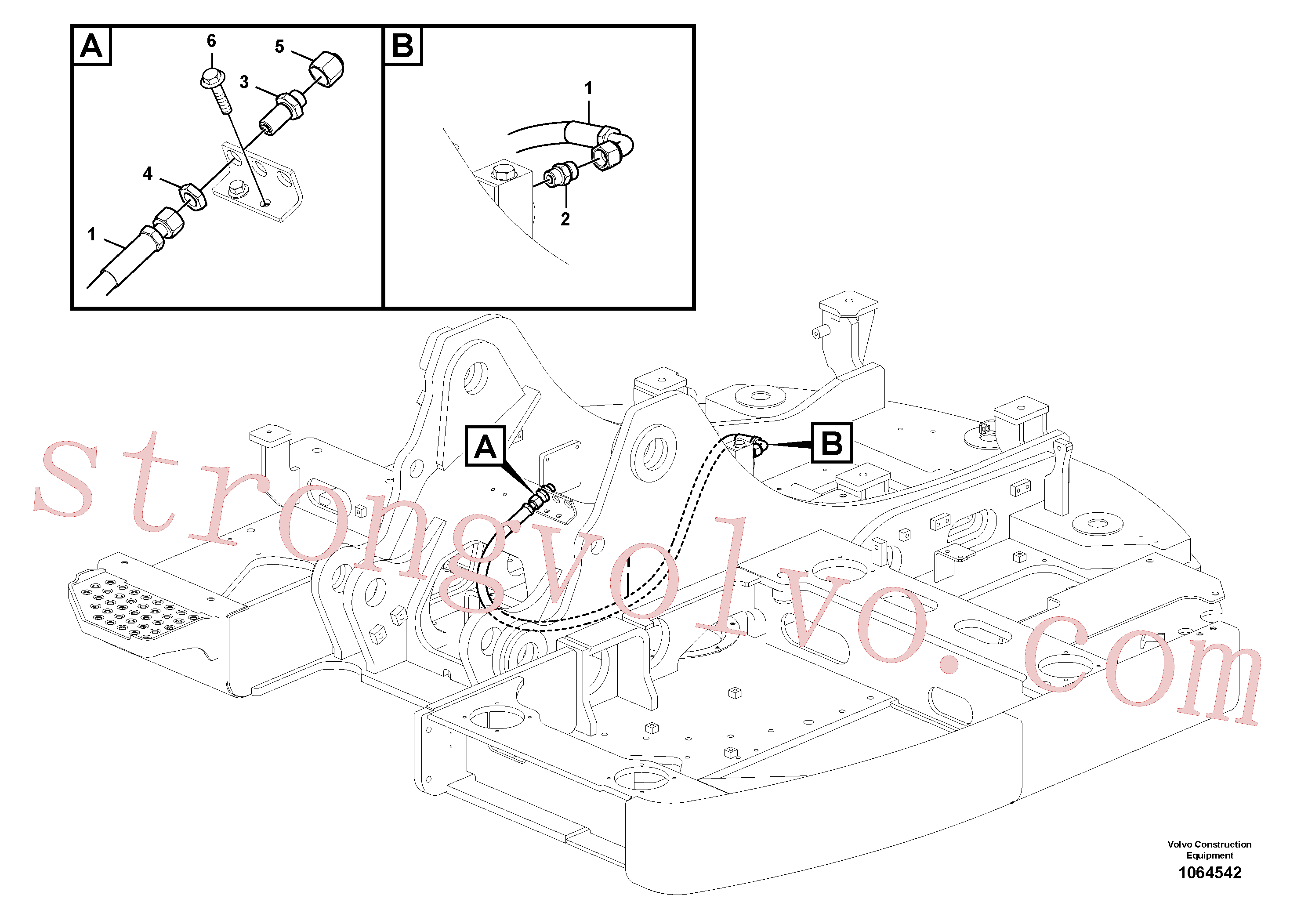 VOE937243 Volvo Hidráulica de serviço, fuga de óleo na estrutura superior(1064542 Montagem)