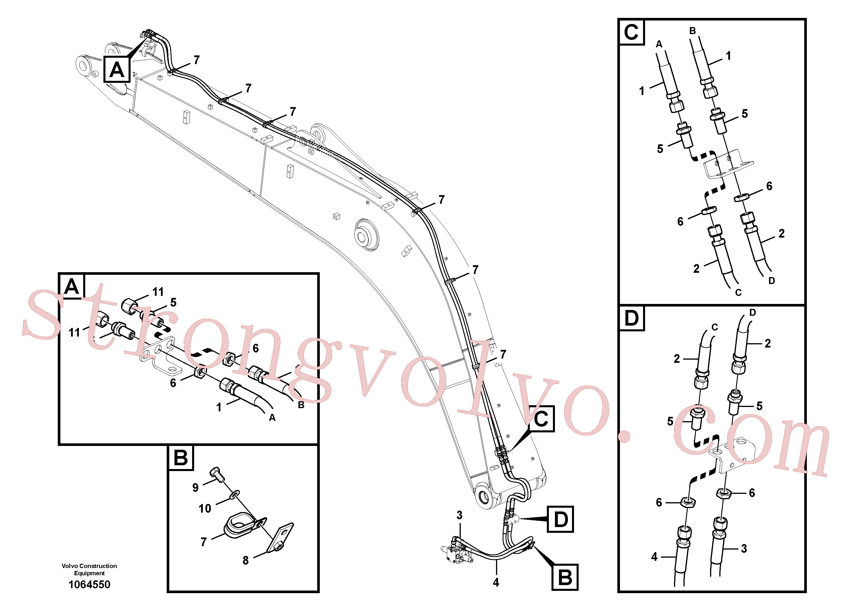 VOE14570353 Volvo Hidráulica de serviço, inclinação e rotor na lança(1064550 Montagem)