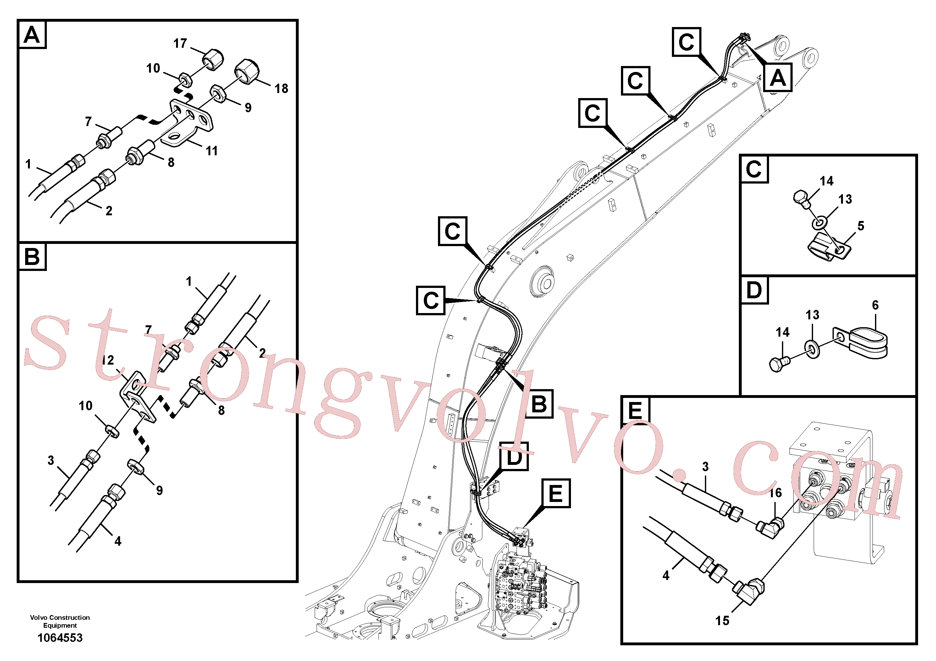 VOE15002561 Volvo Hidráulica de serviço, encaixe rápido na lança(1064553 Montagem)