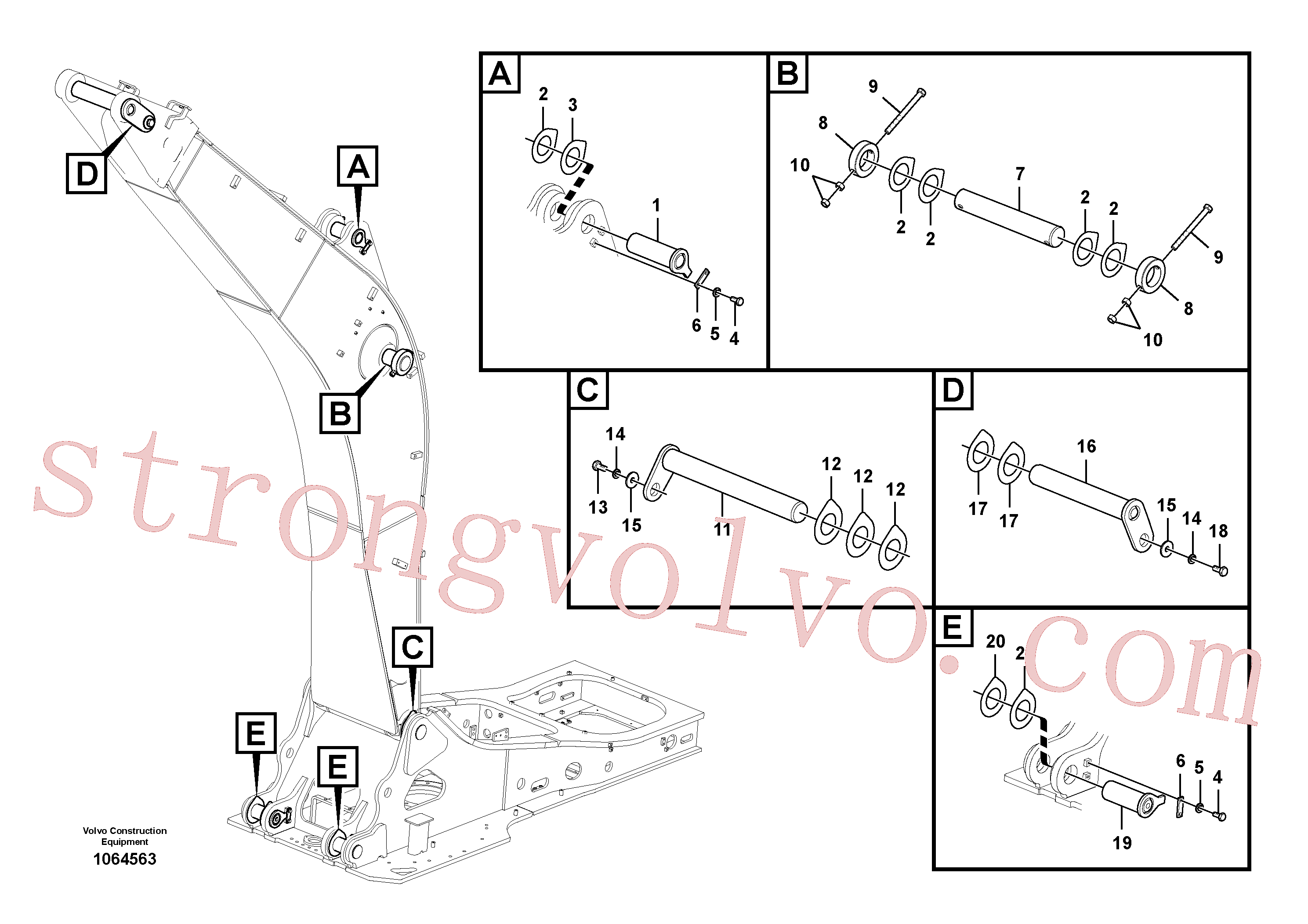 VOE14703238 Volvo Tirantes para a lança(1064563 Montagem)