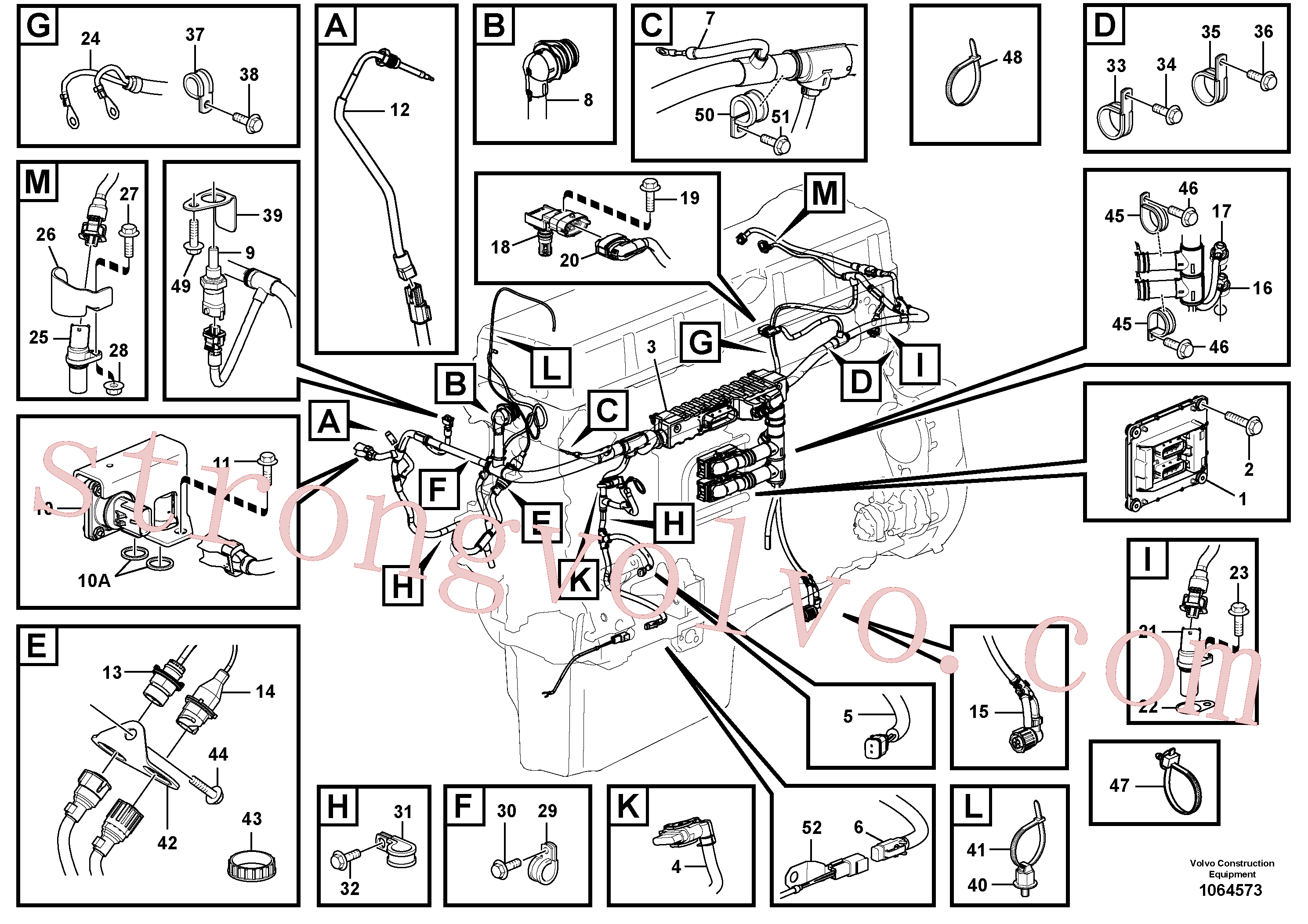 VOE22329559 Volvo Cablagem, motor, ECU(1064573 Montagem)