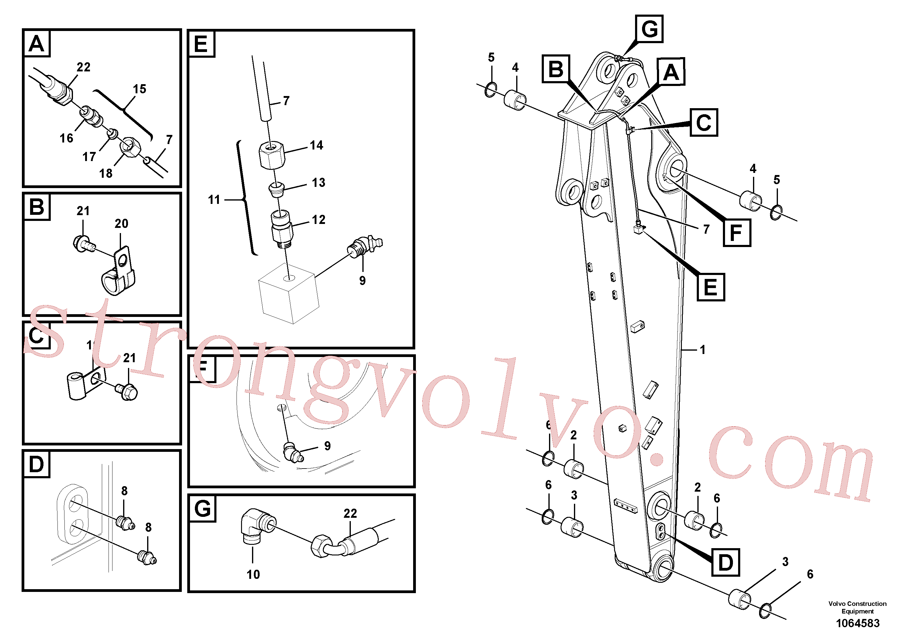 China Made VOE14726439 Dipper Arm Volvo Acessórios para escavadeira