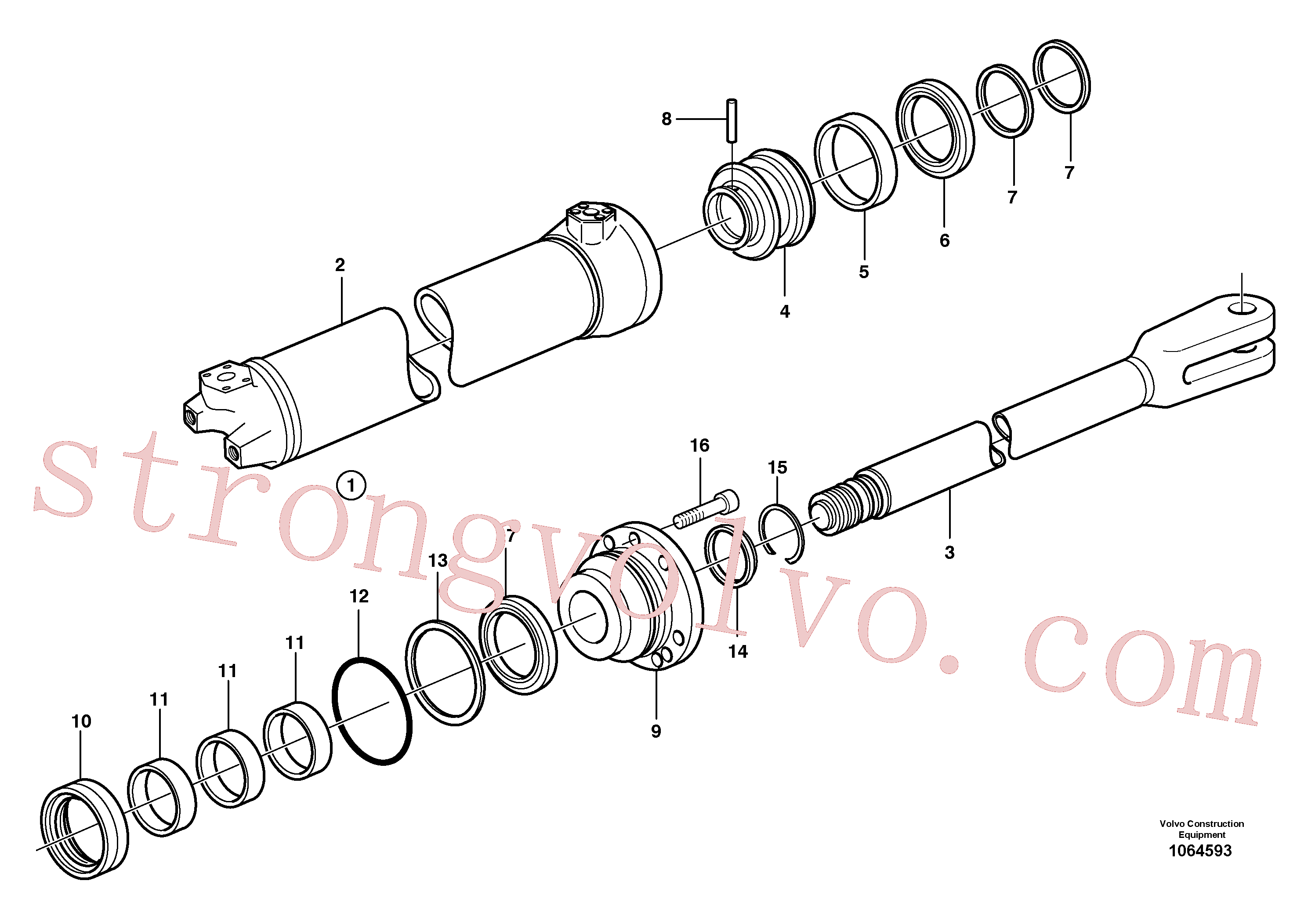 VOE4833220 Volvo Cilindro de elevação(1064593 Montagem)