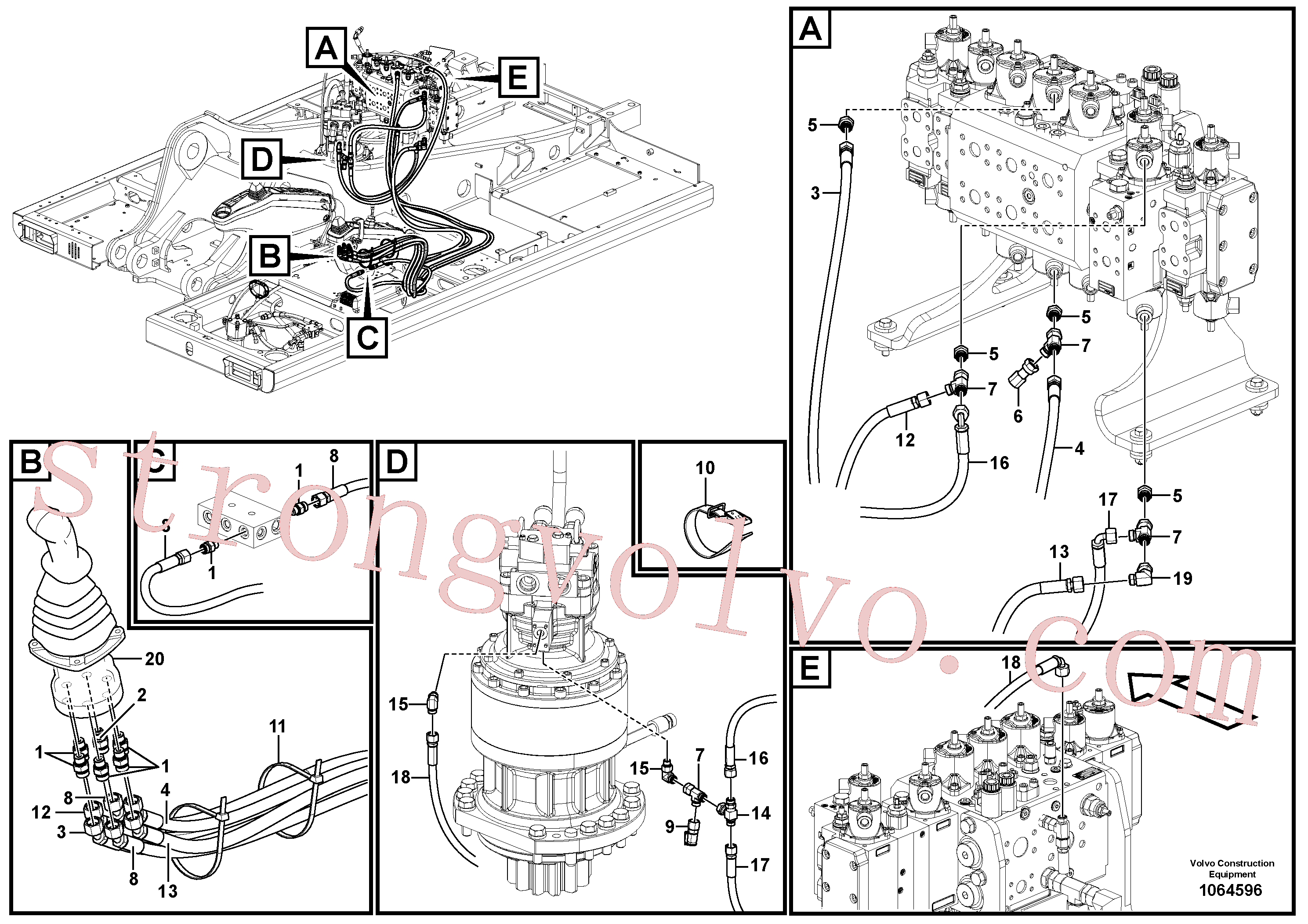 VOE14535707 Volvo Sistema servomotor, válvula de comando para válvula de comando à distância(1064596 Montagem)