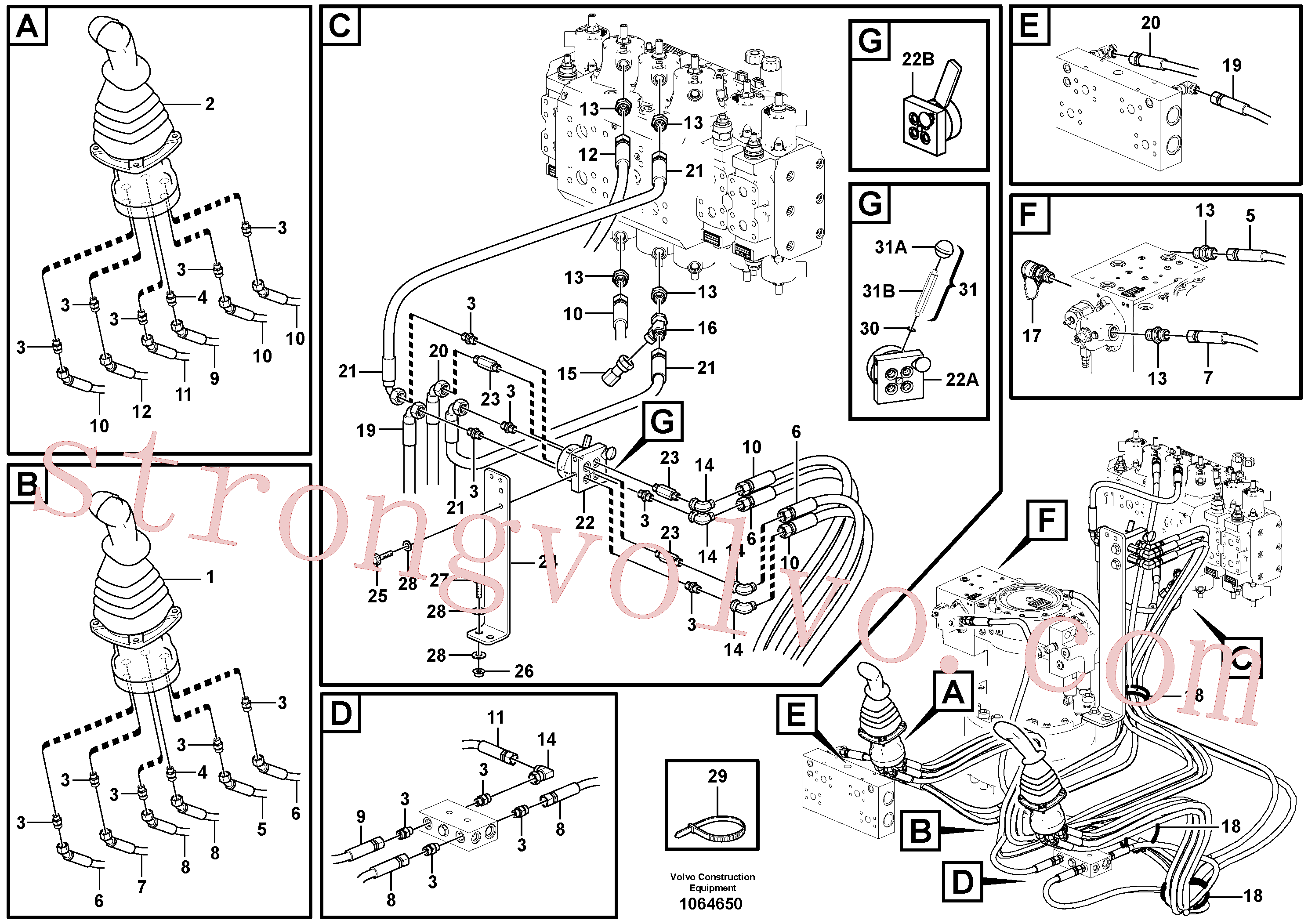 VOE937224 Volvo Sistema servomotor, válvula de comando para válvula de comando à distância(1064650 Montagem)
