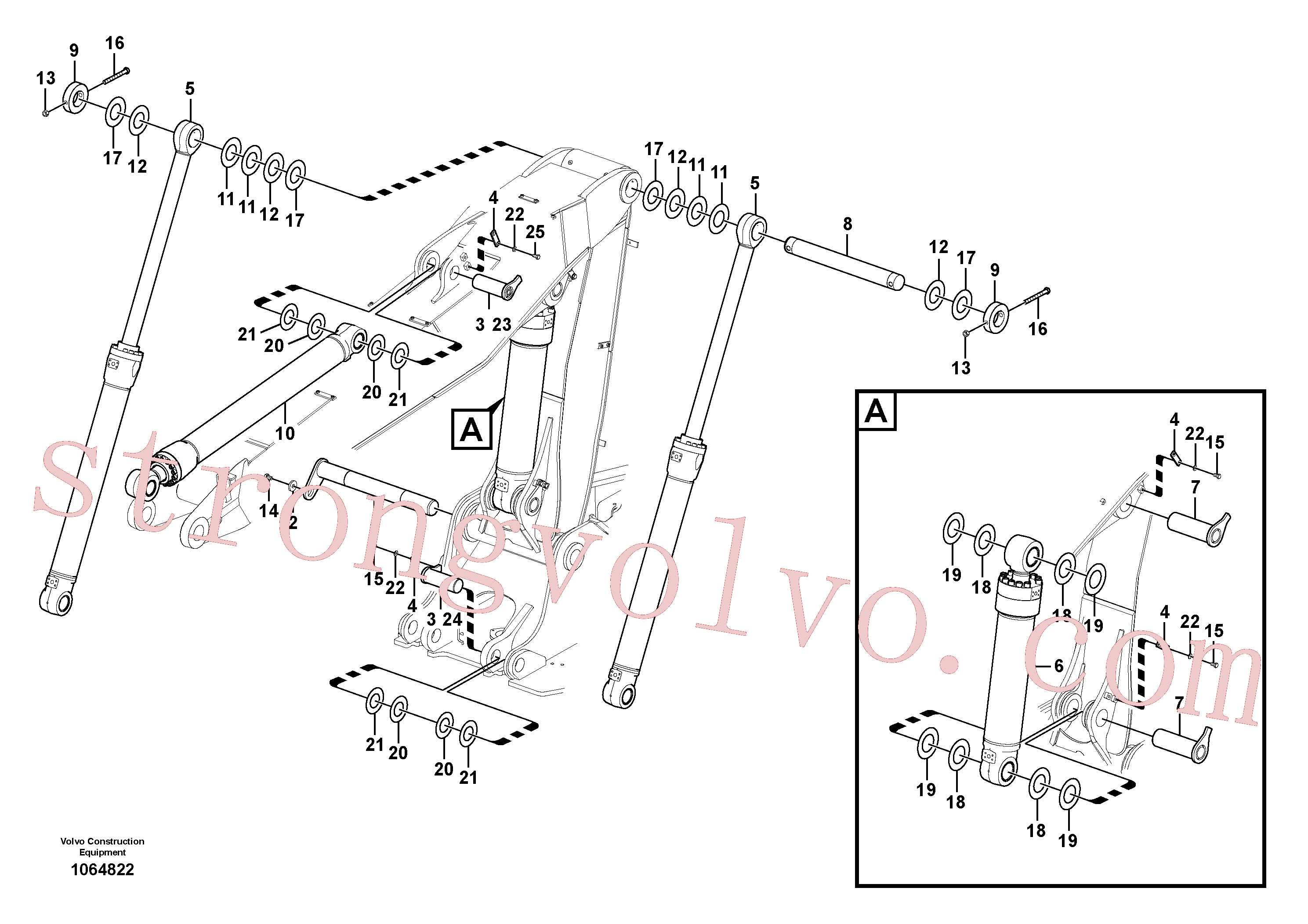 VOE14578086 Volvo Tirantes para a lança ajustável(1064822 Montagem)