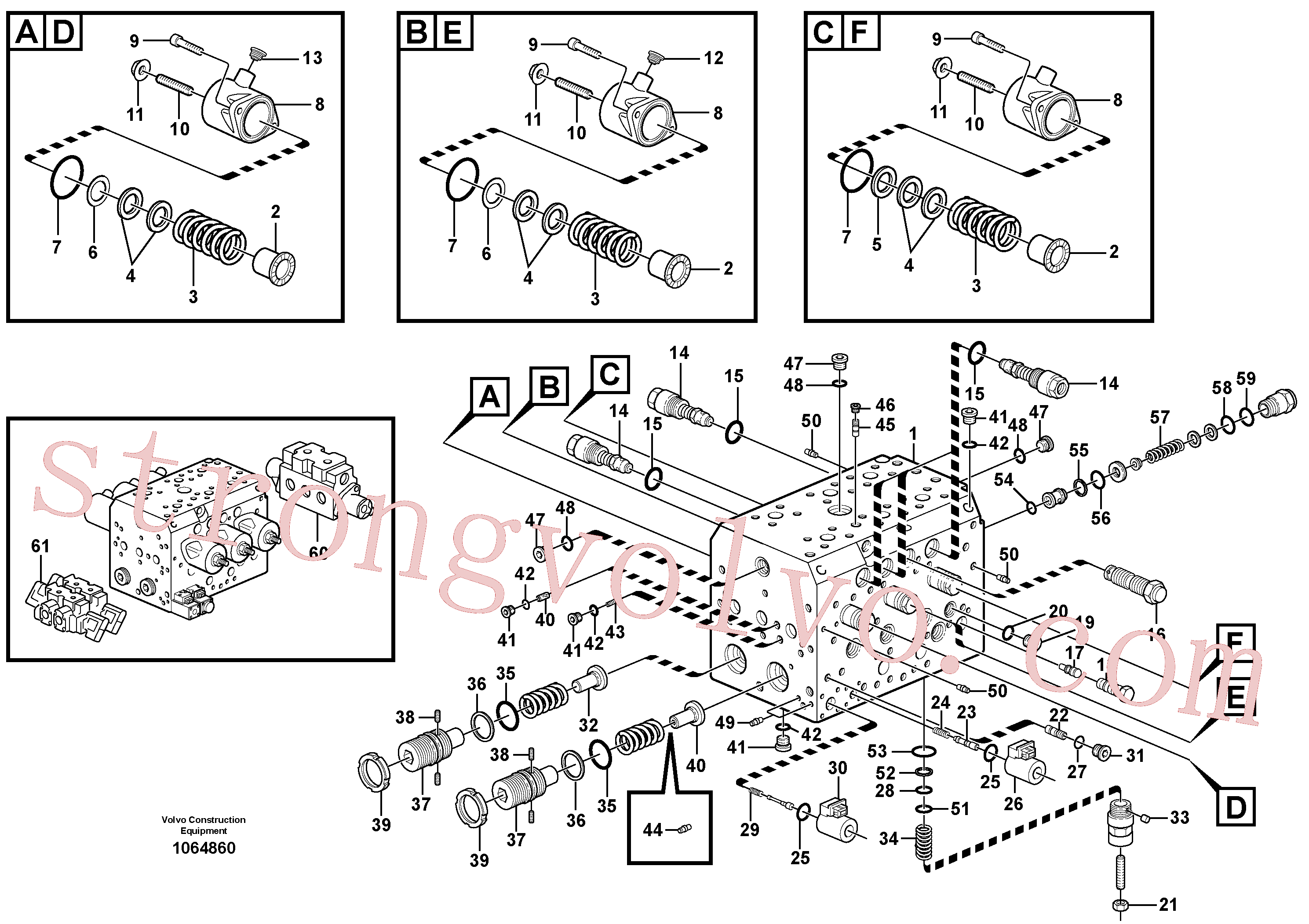 VOE14641021 Volvo Conjunto da válvula principal, bloco de montagem(1064860 Montagem)