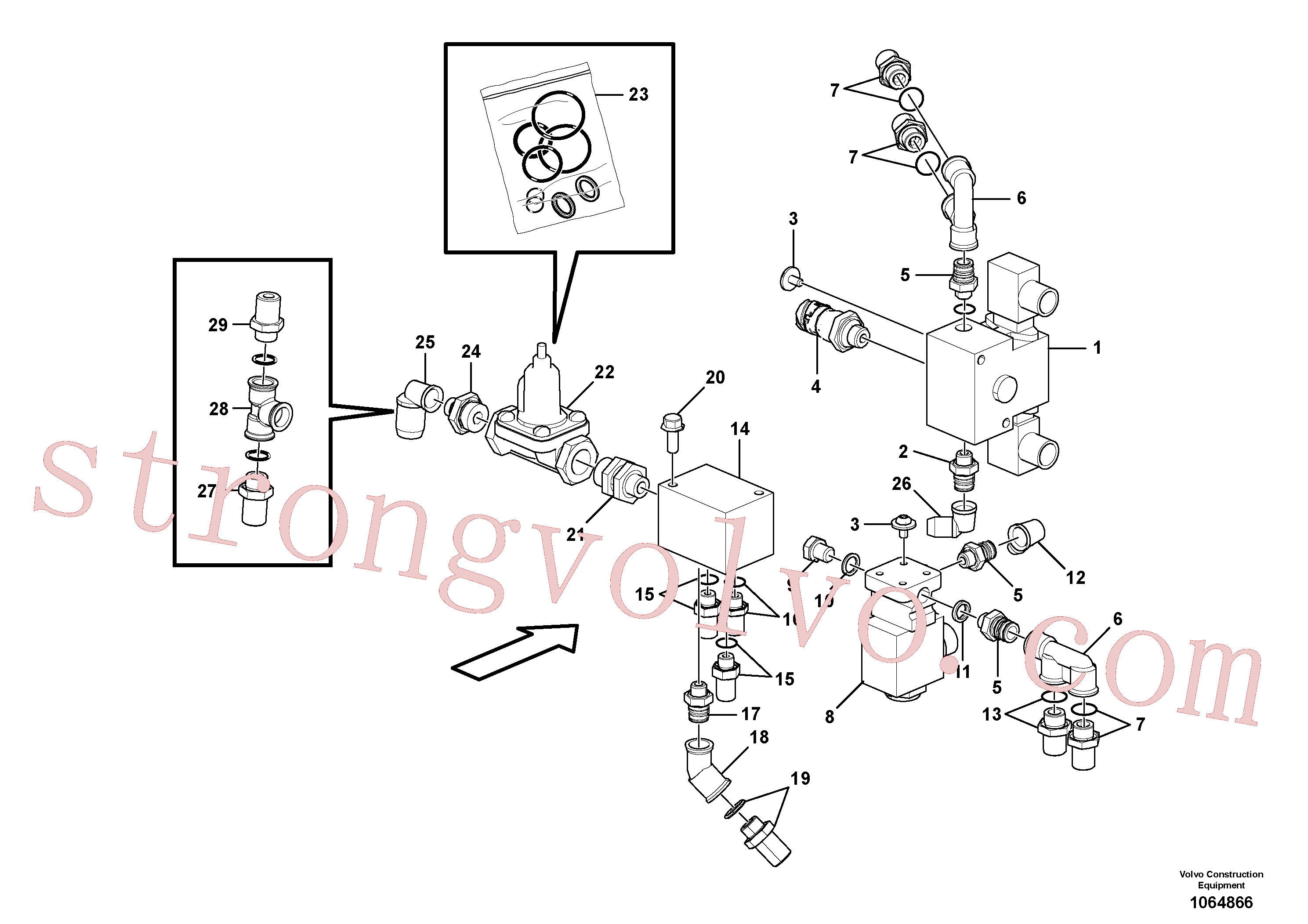 VOE11196378 Volvo Válvulas de travão com acessórios(1064866 Montagem)