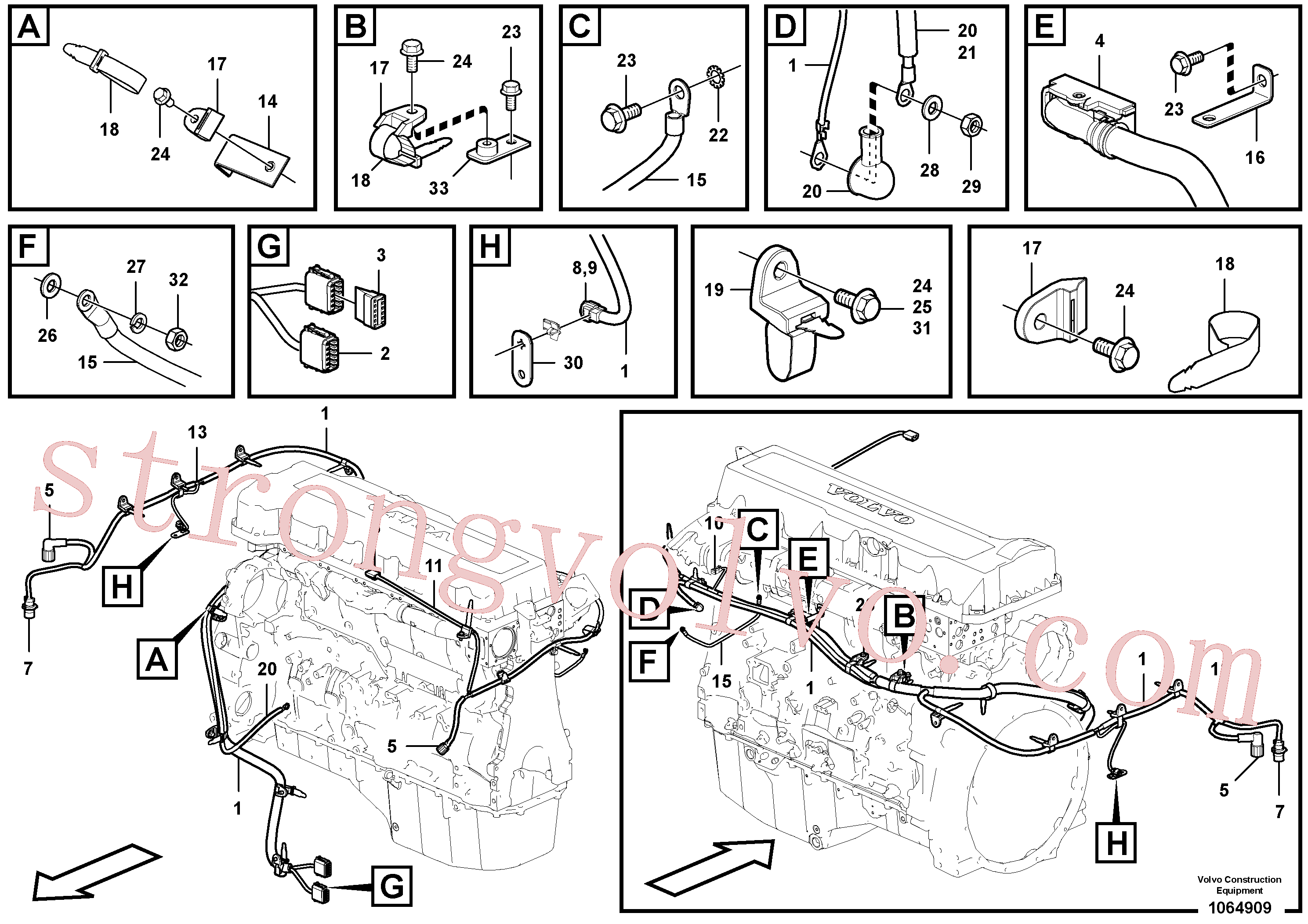 VOE14557006 Volvo Cablagem, motor(1064909 Montagem)