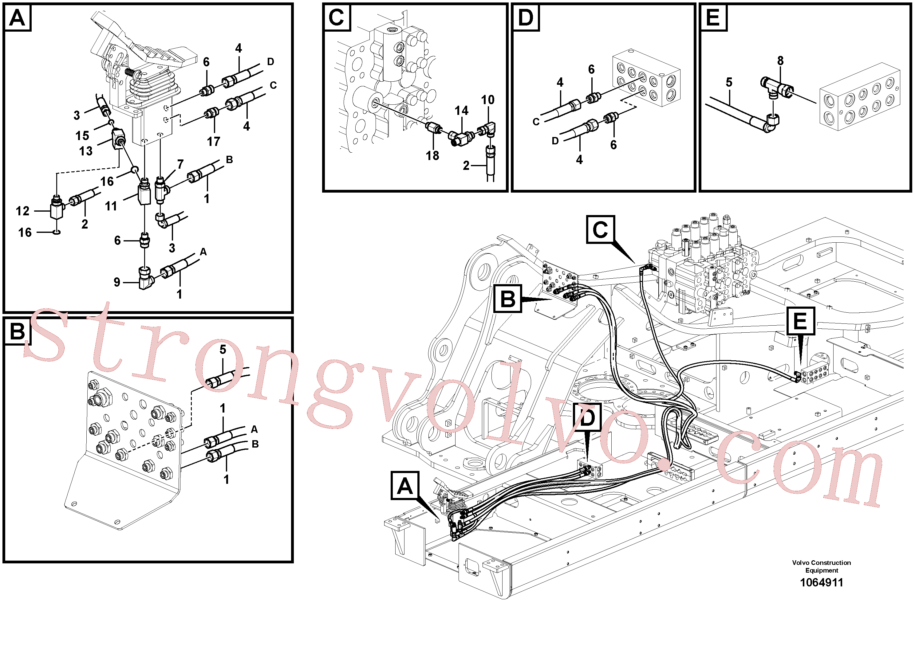 VOE937444 Volvo Sistema servomotor, martelo e corte(1064911 Montagem)