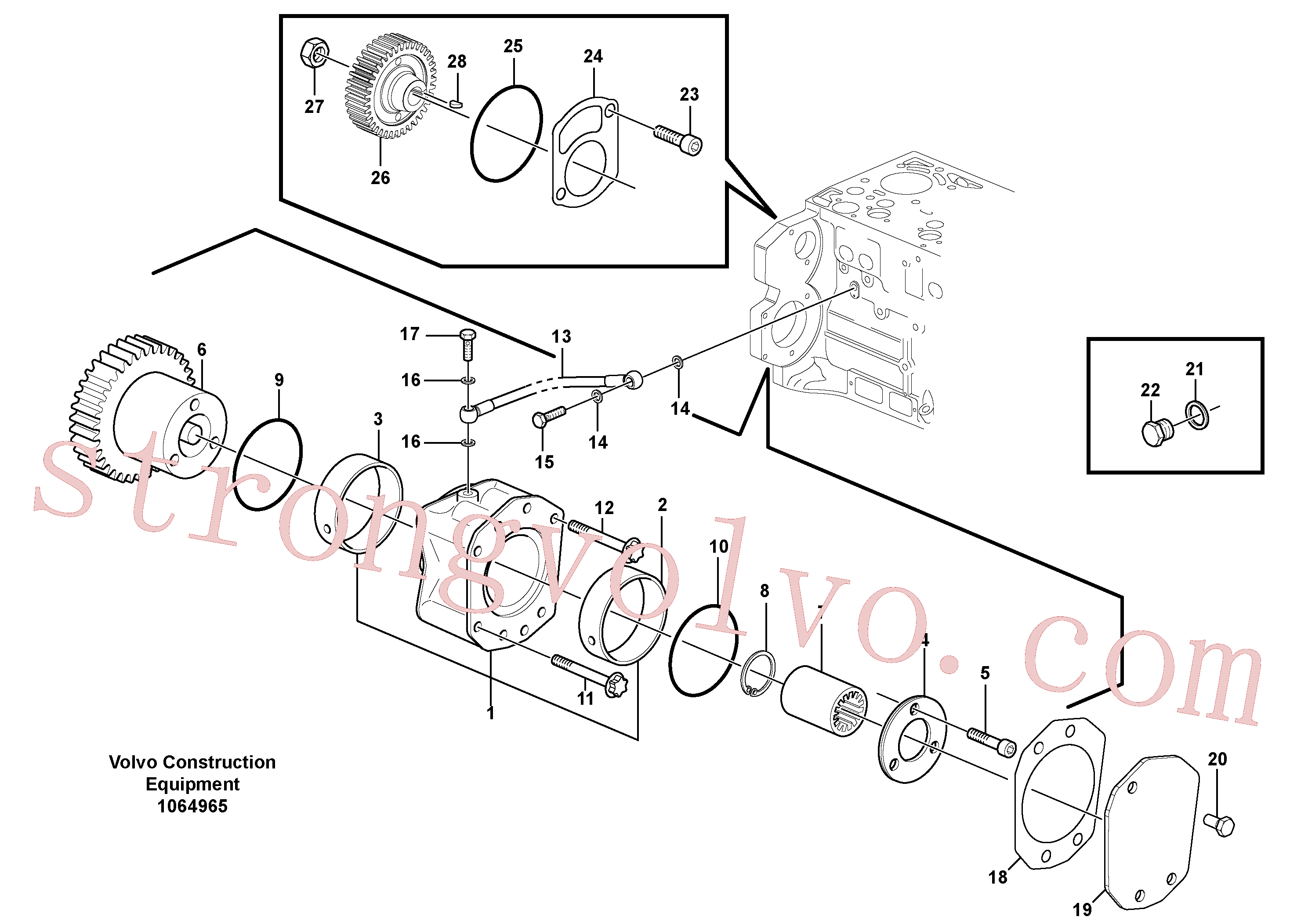 VOE21250587 Volvo Tomada de força do comando da bomba(1064965 Montagem)