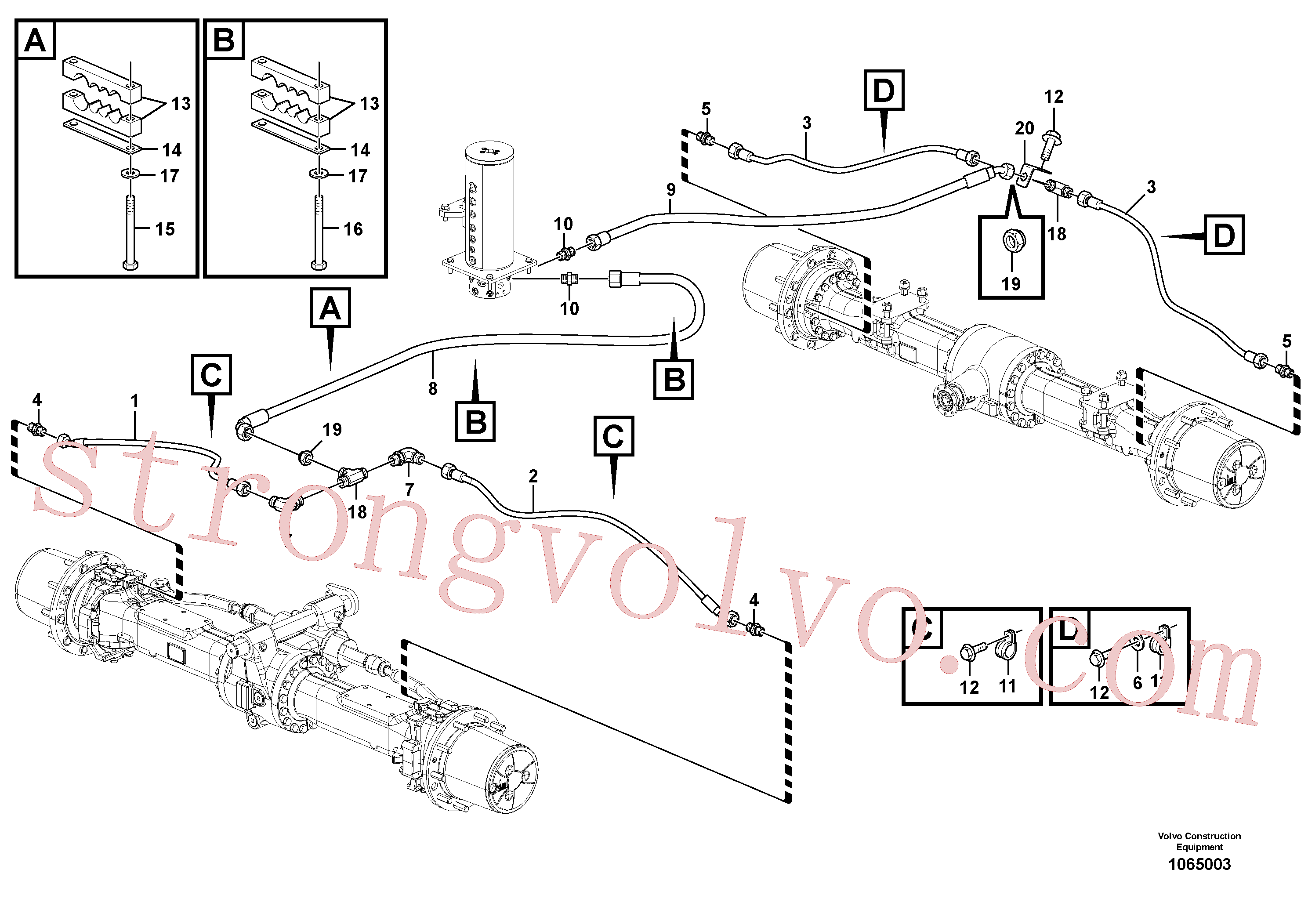 VOE14388610 Volvo Sistema hidráulico, linha de travão inferior(1065003 Montagem)