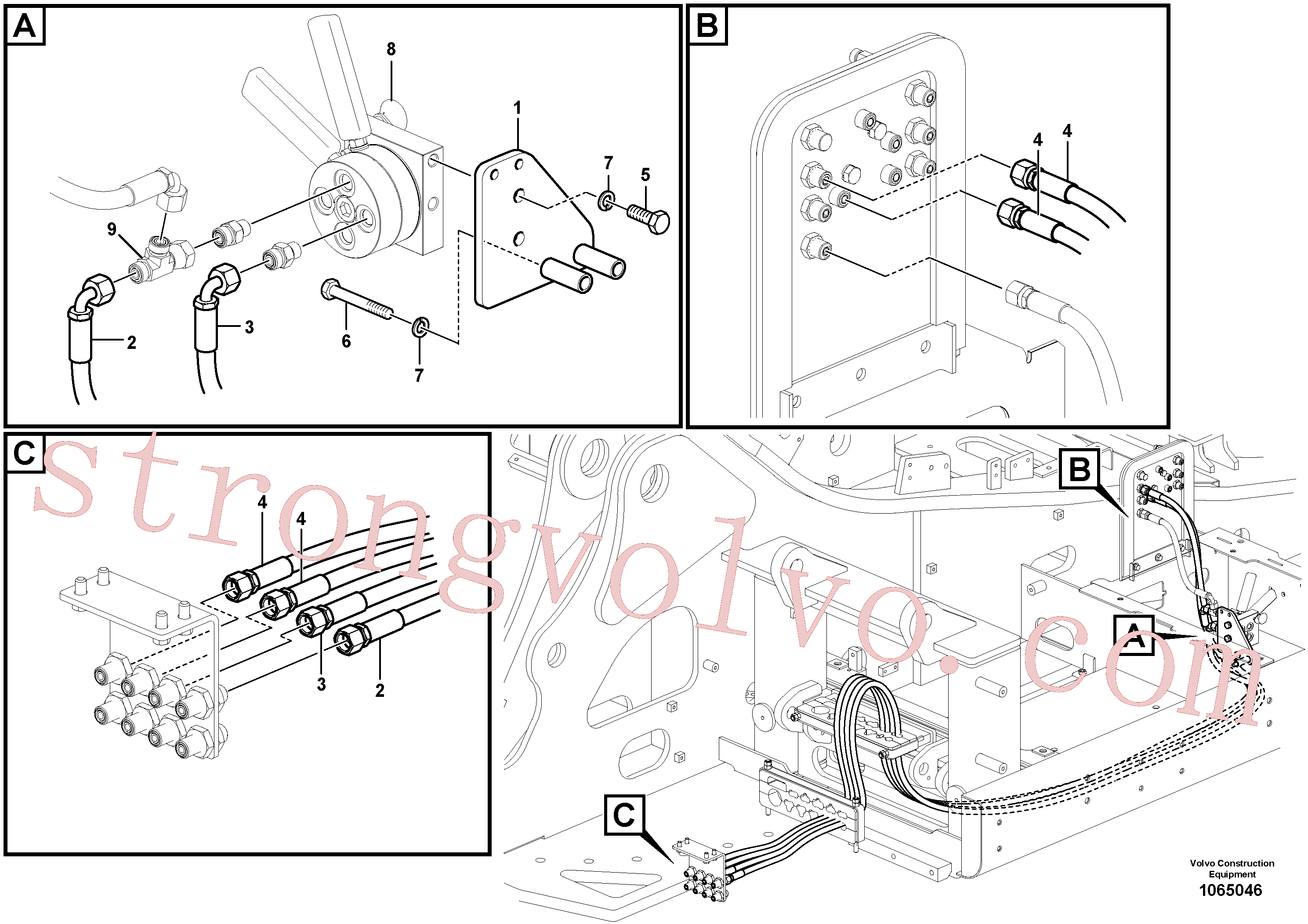 VOE14624595 Volvo Sistema servomotor, válvula de comando para válvula de comando à distância(1065046 Montagem)