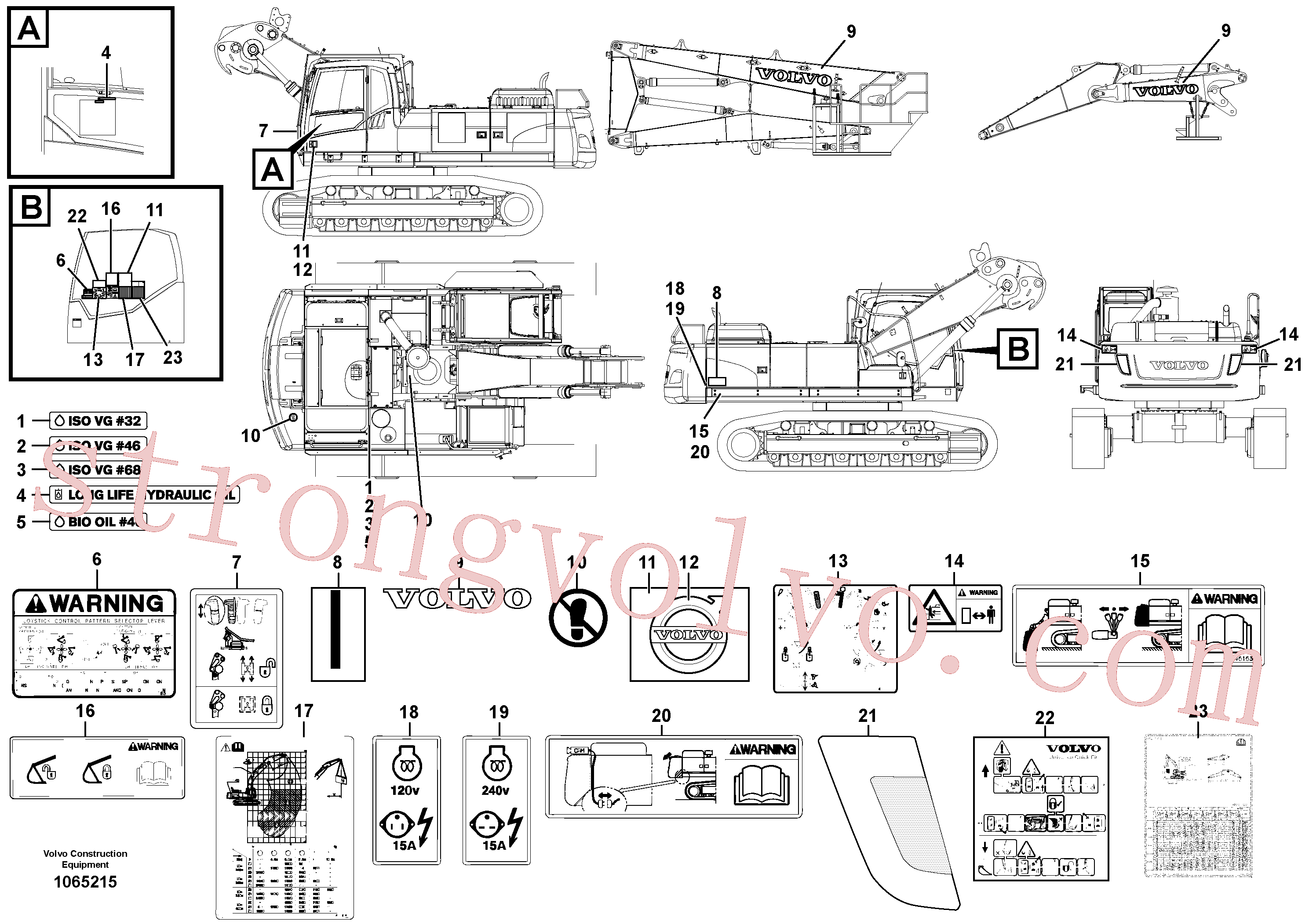 China Made VOE14533731 Decalque Volvo Acessórios para escavadeira