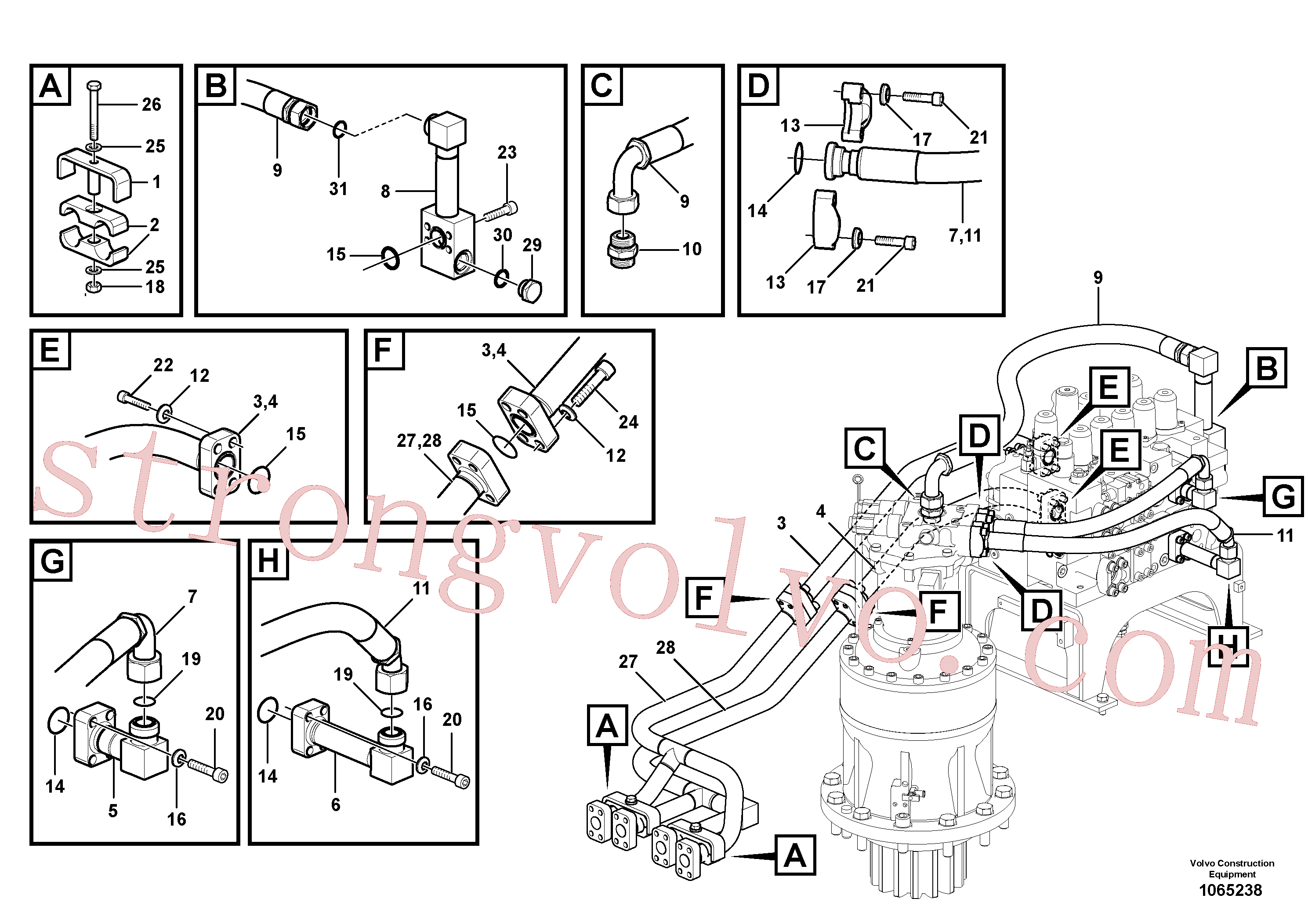VOE14564557 Volvo Sistema hidráulico, válvula de comando da lança e articulação(1065238 Montagem)
