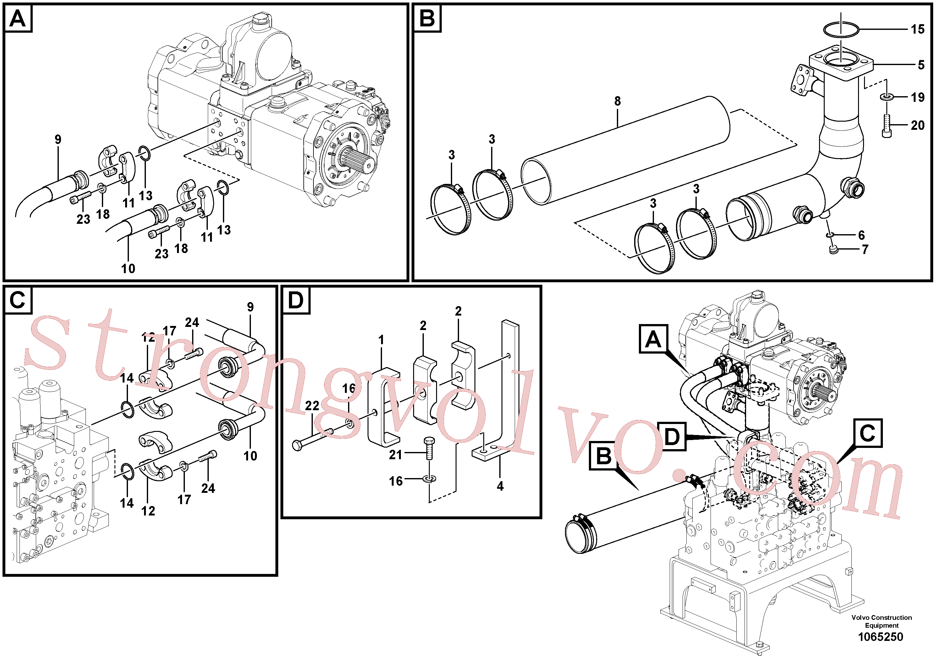 VOE14617004 Volvo Sistema hidráulico, tanque hidráulico para a bomba hidráulica(1065250 Montagem)