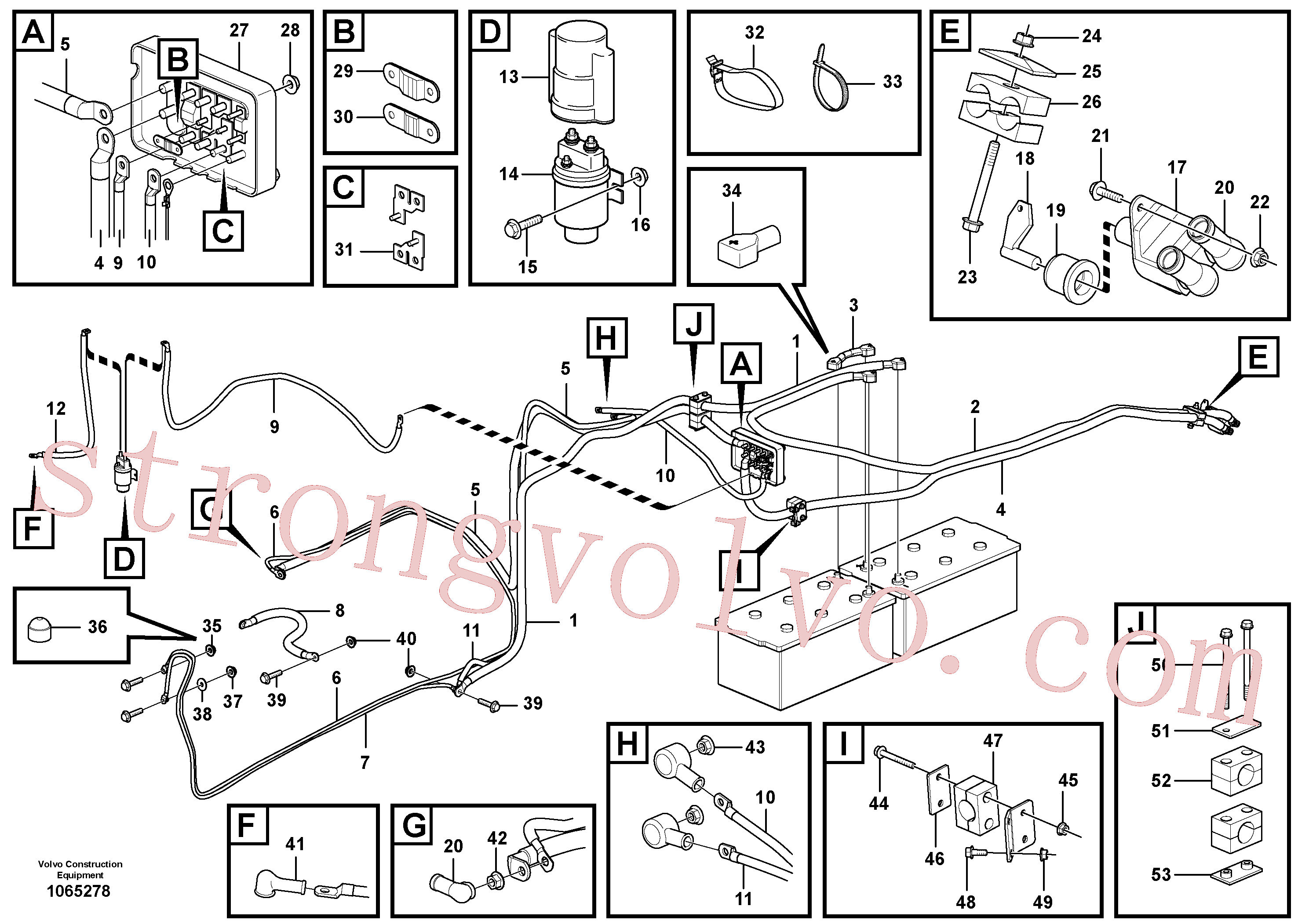 VOE969982 Volvo Cabo da bateria e interruptor principal(1065278 Montagem)